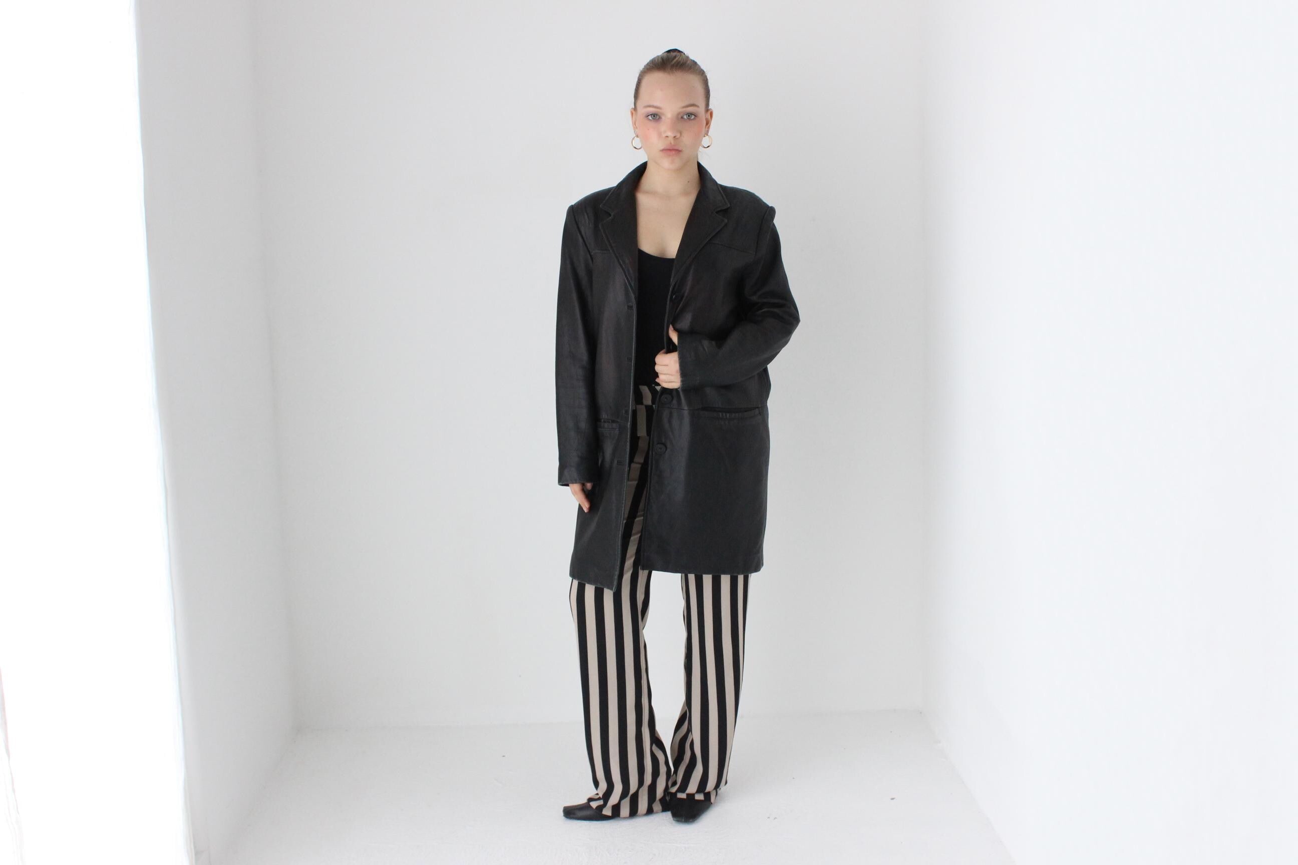 90s Adler Softest Lambskin Leather Button Up Coat