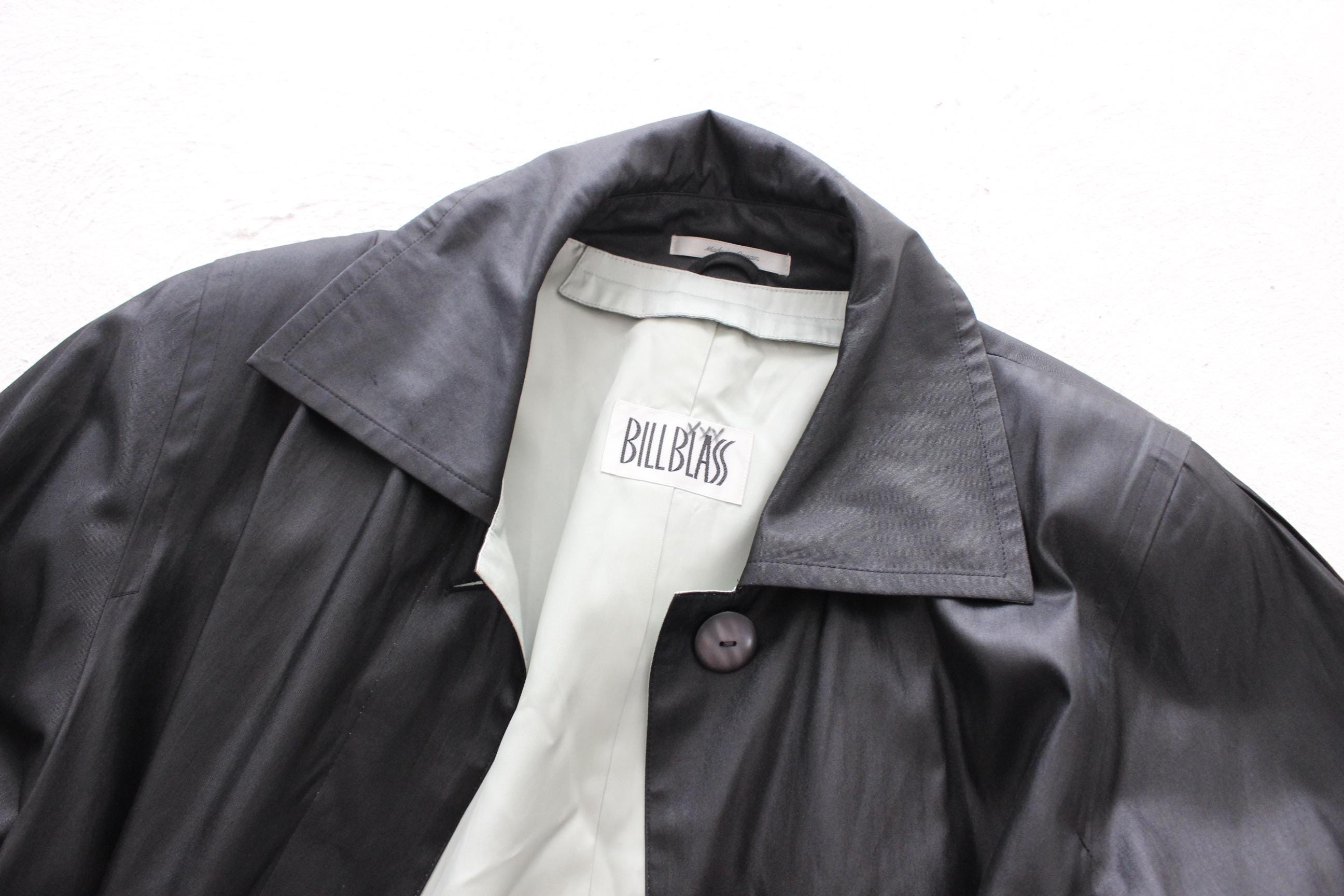 80s Bill Blass Vinyl Coated Cotton Trench Coat