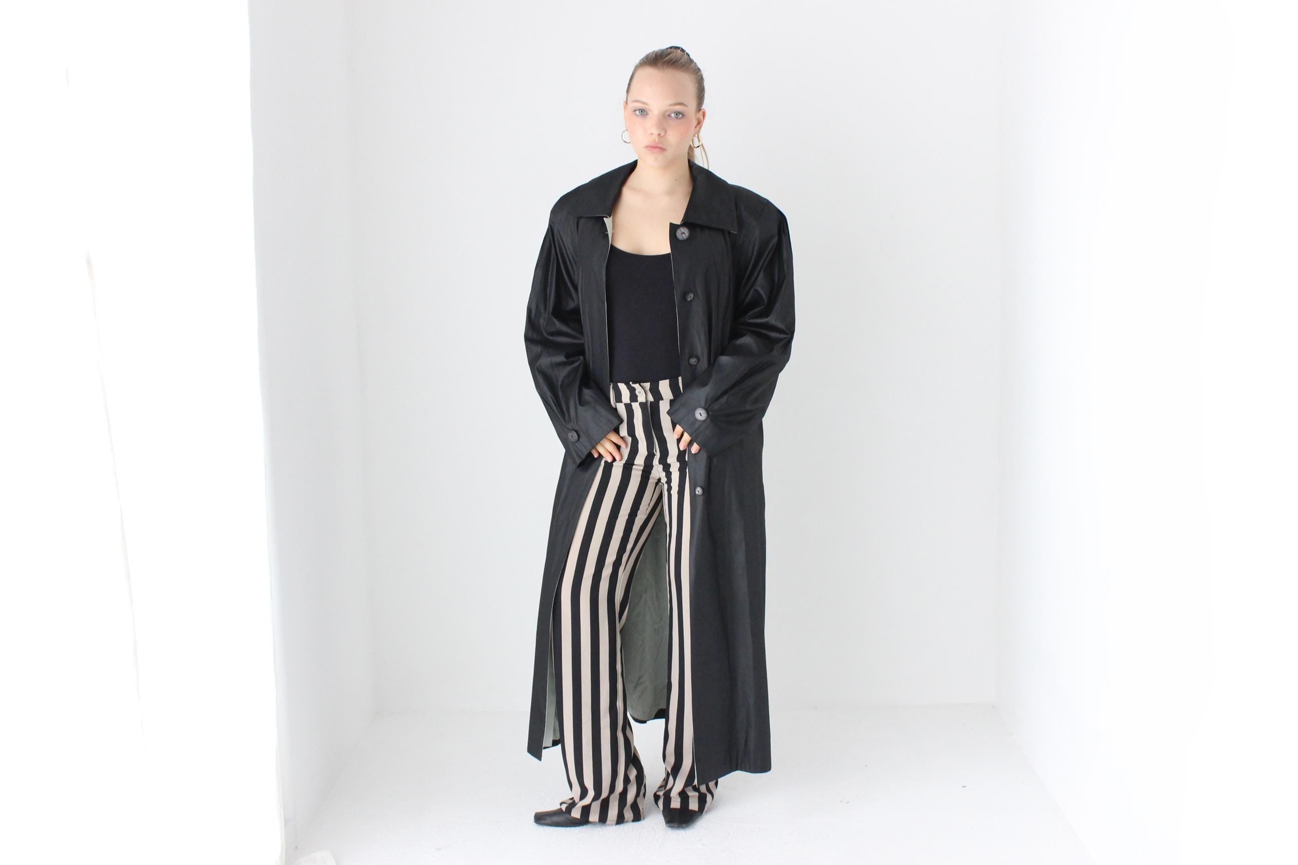 80s Bill Blass Vinyl Coated Cotton Trench Coat