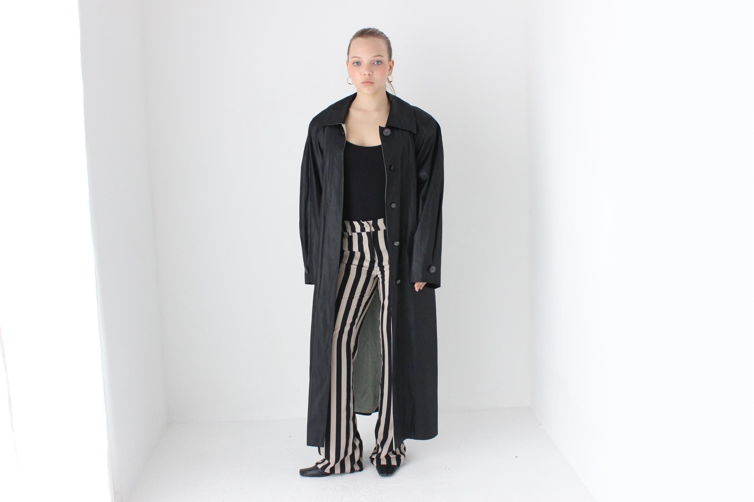 80s Bill Blass Vinyl Coated Cotton Trench Coat