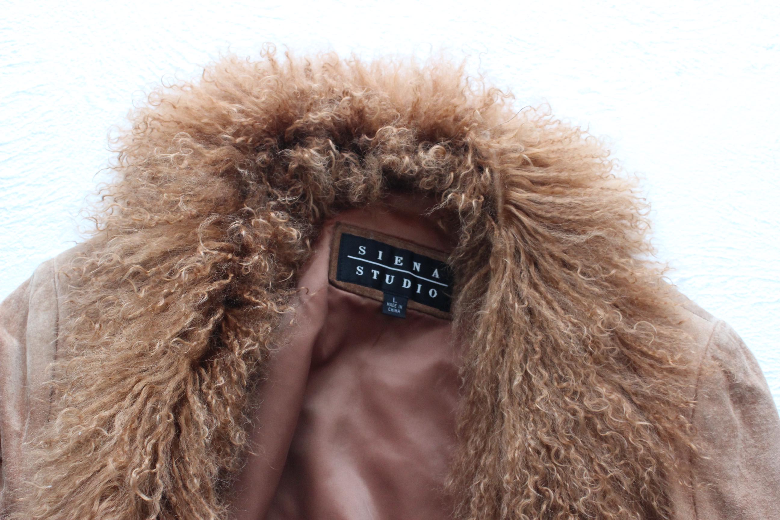 90s Genuine Suede & Mongolian Lambswool Shag Coat by Siena Studio