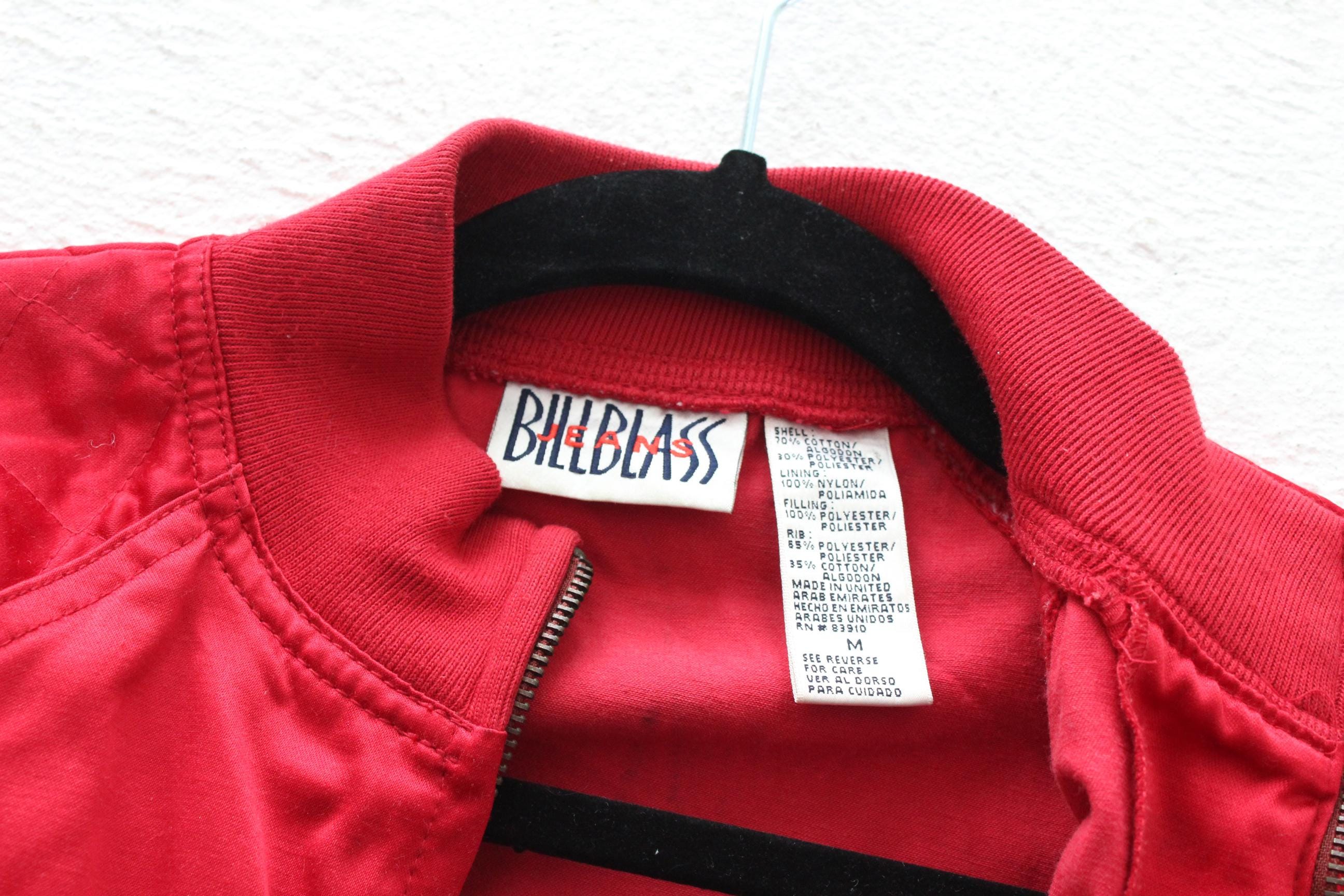 80s Bill Blass Red Satin Quilted Bomber