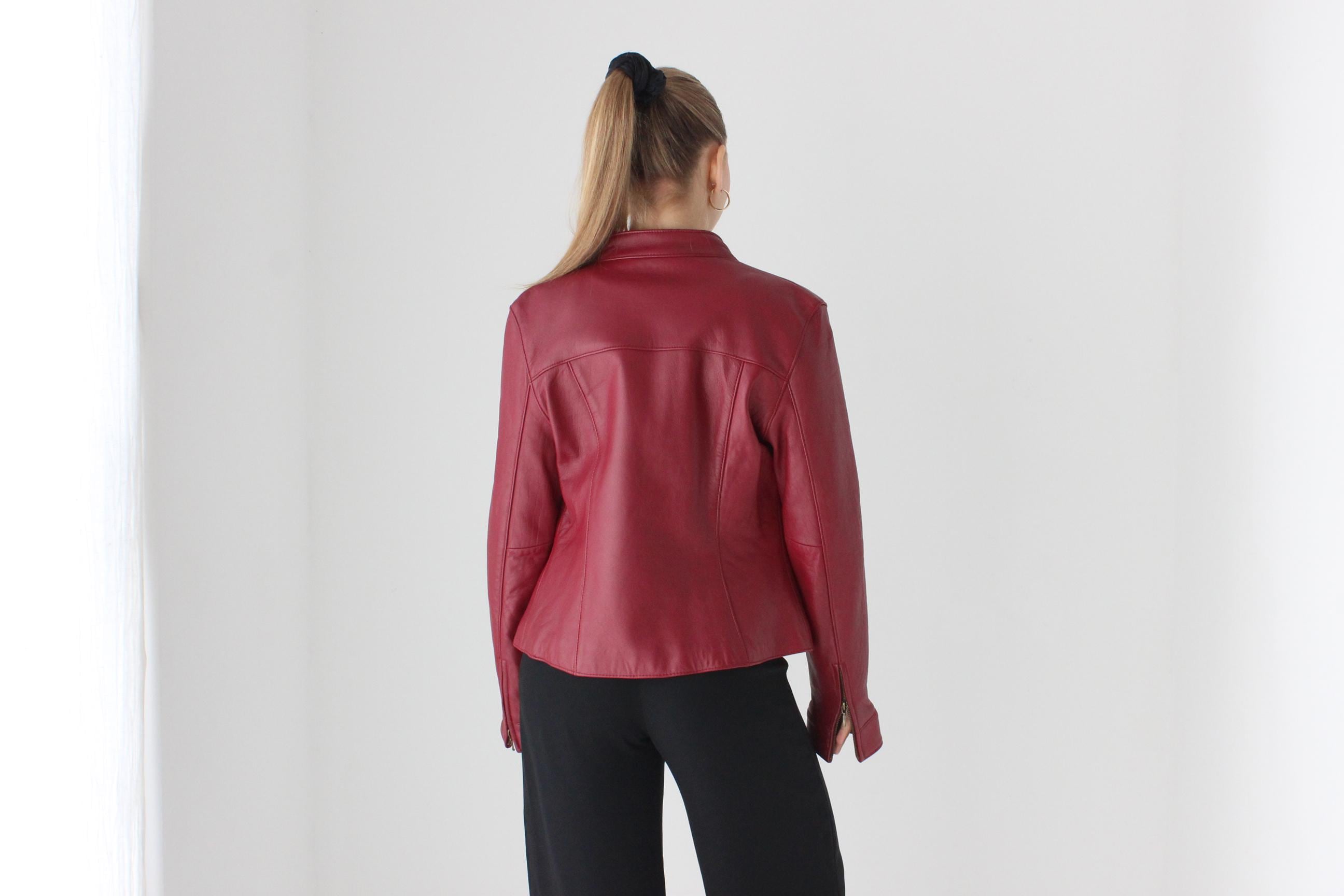 Y2K Mulberry Leather Zip Up Fitted Leather Jacket