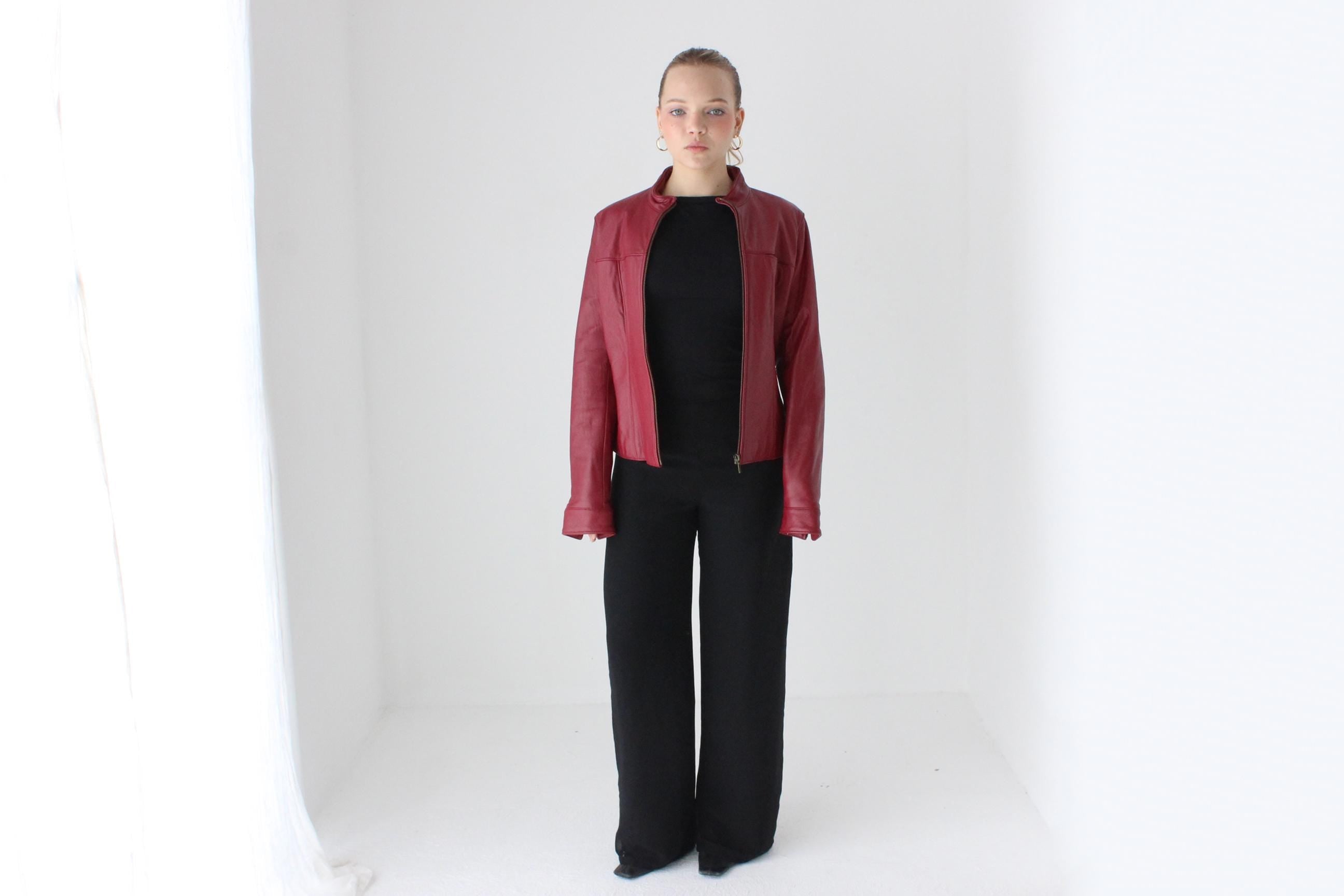 Y2K Mulberry Leather Zip Up Fitted Leather Jacket
