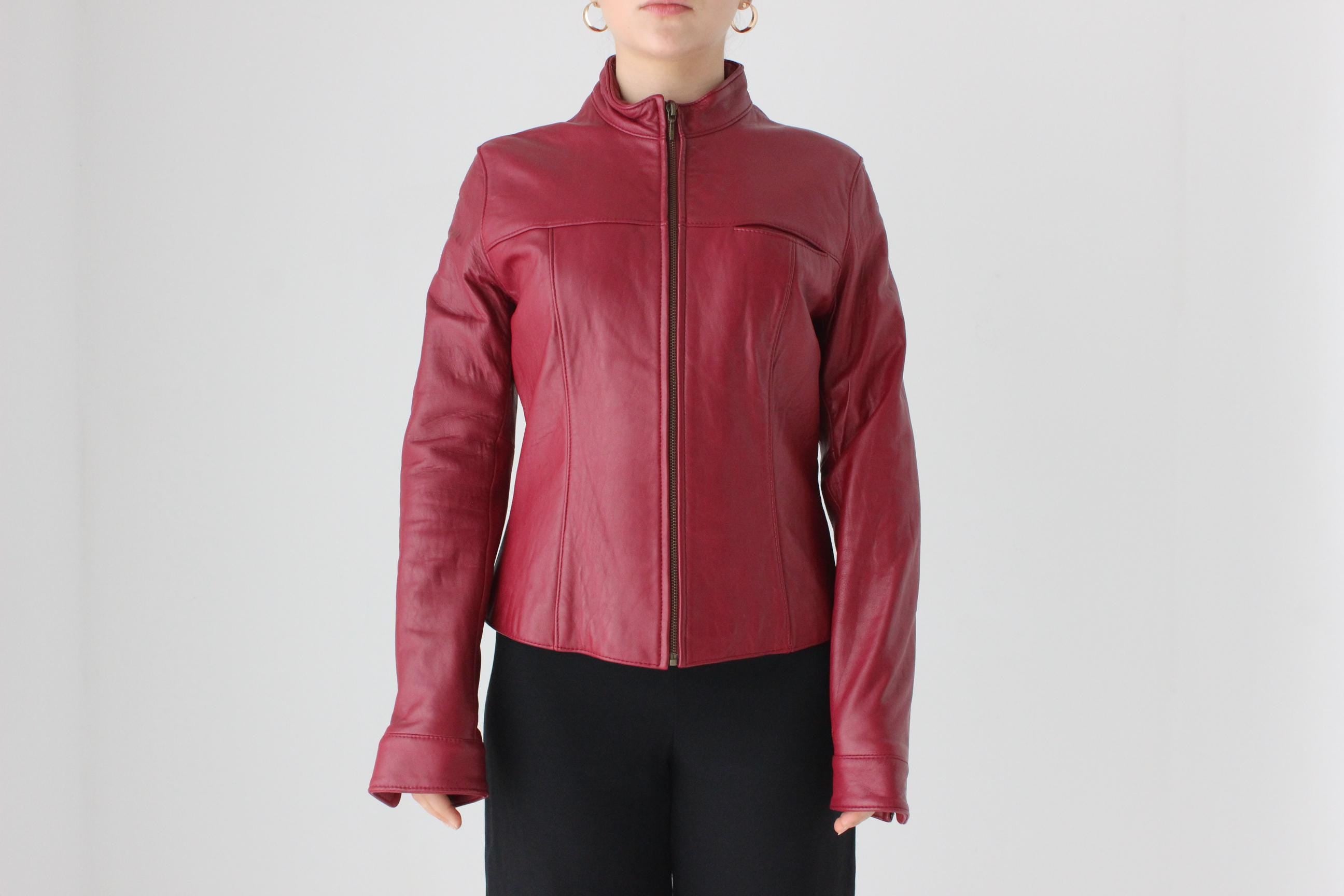 Y2K Mulberry Leather Zip Up Fitted Leather Jacket