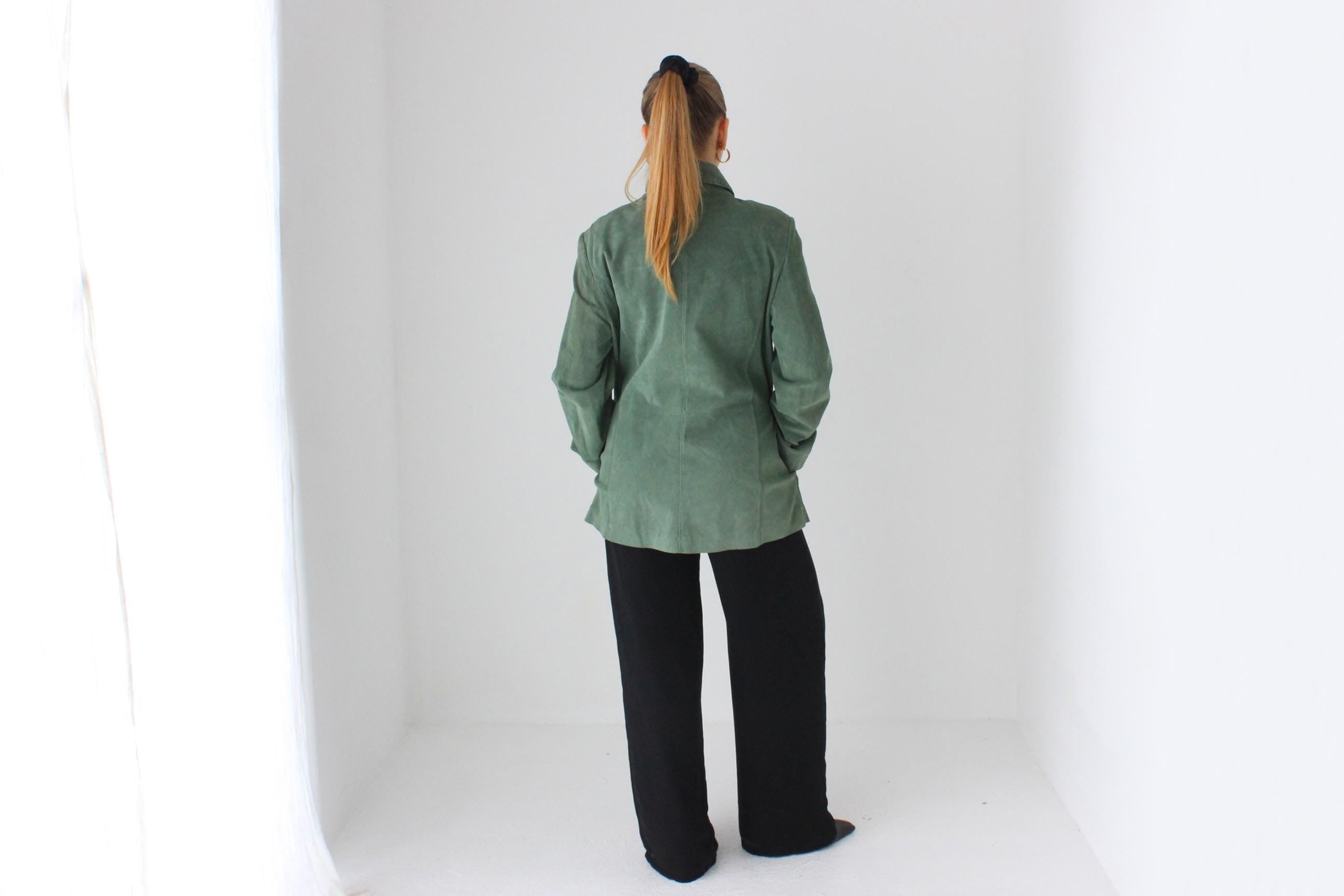 90s Moss Green Suede Coat