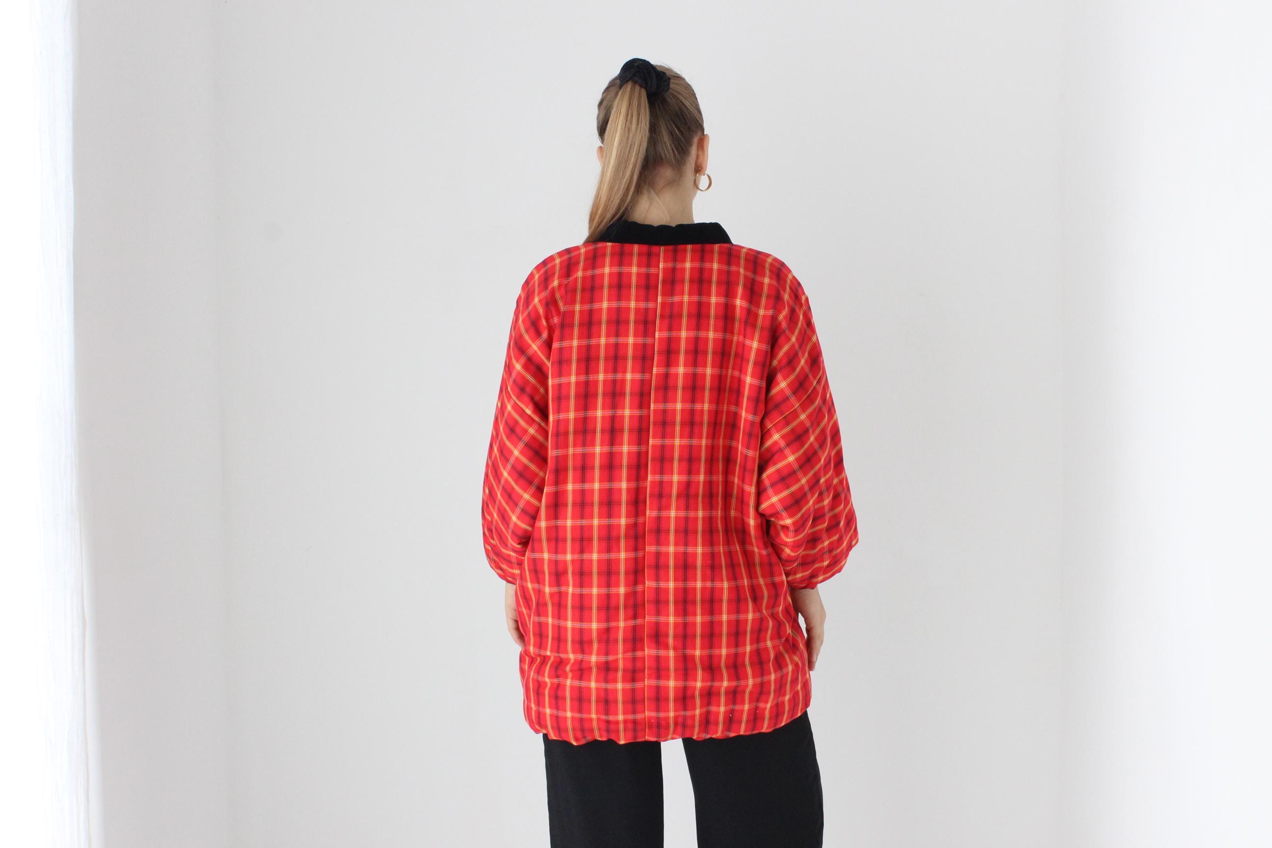 Vintage Japanese Quilted Padded Pillowy Kimono Hanten Jacket