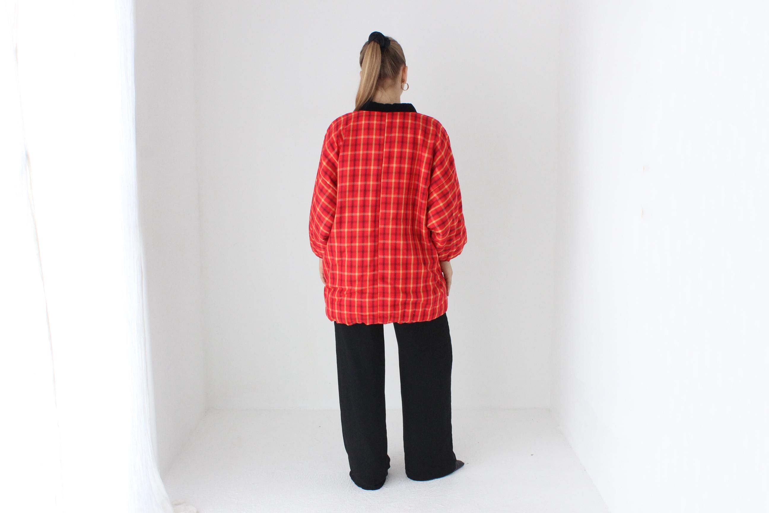 Vintage Japanese Quilted Padded Pillowy Kimono Hanten Jacket