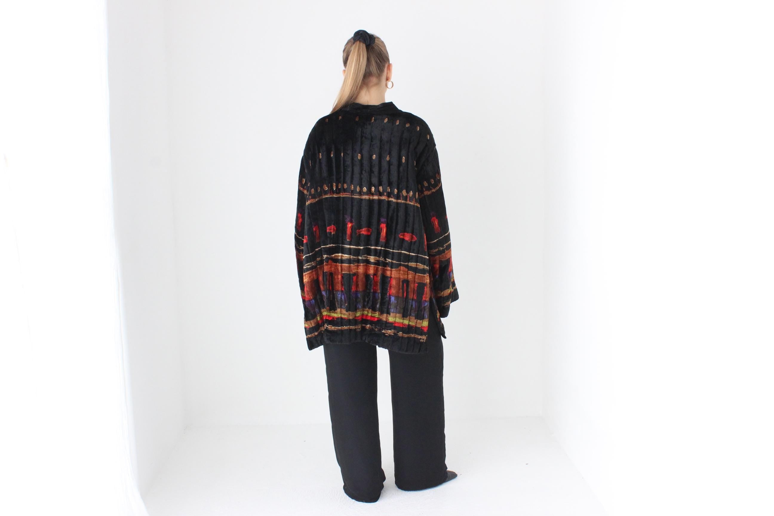 90s 'Orientique' Quilted Indian Velvet Luxury Puffer Coat