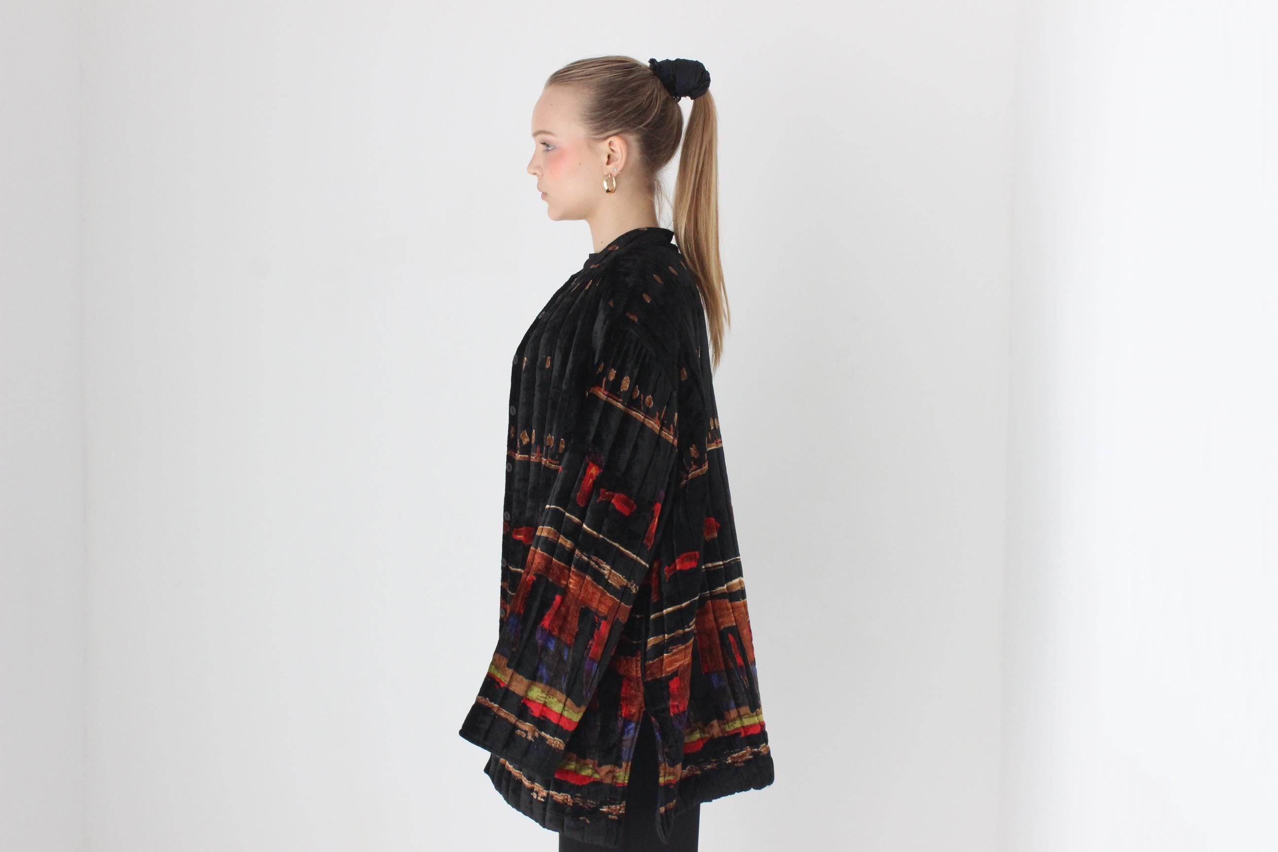 90s 'Orientique' Quilted Indian Velvet Luxury Puffer Coat