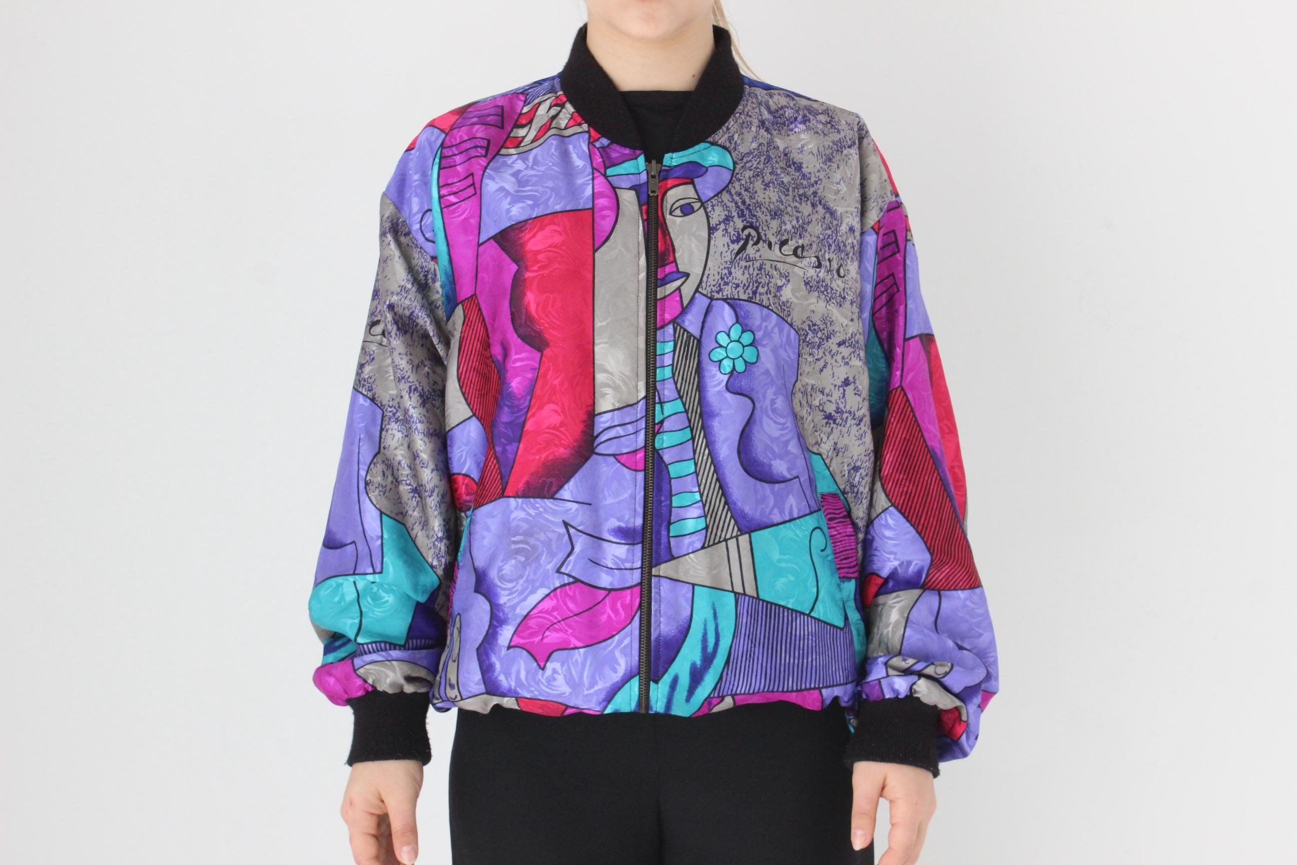 80s PICASSO Wearable Art REVERSIBLE Bomber Jacket - Unisex