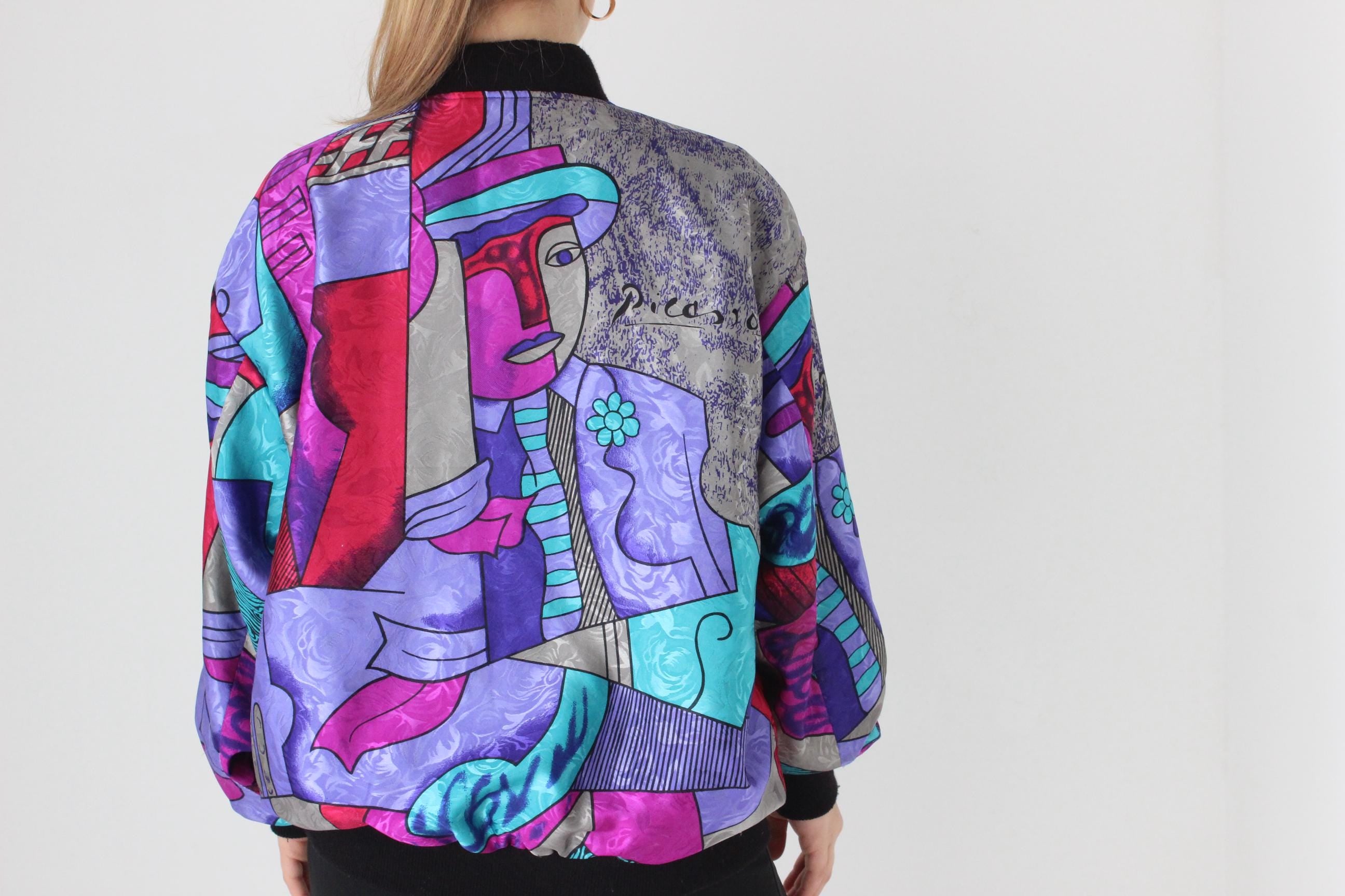 80s PICASSO Wearable Art REVERSIBLE Bomber Jacket - Unisex