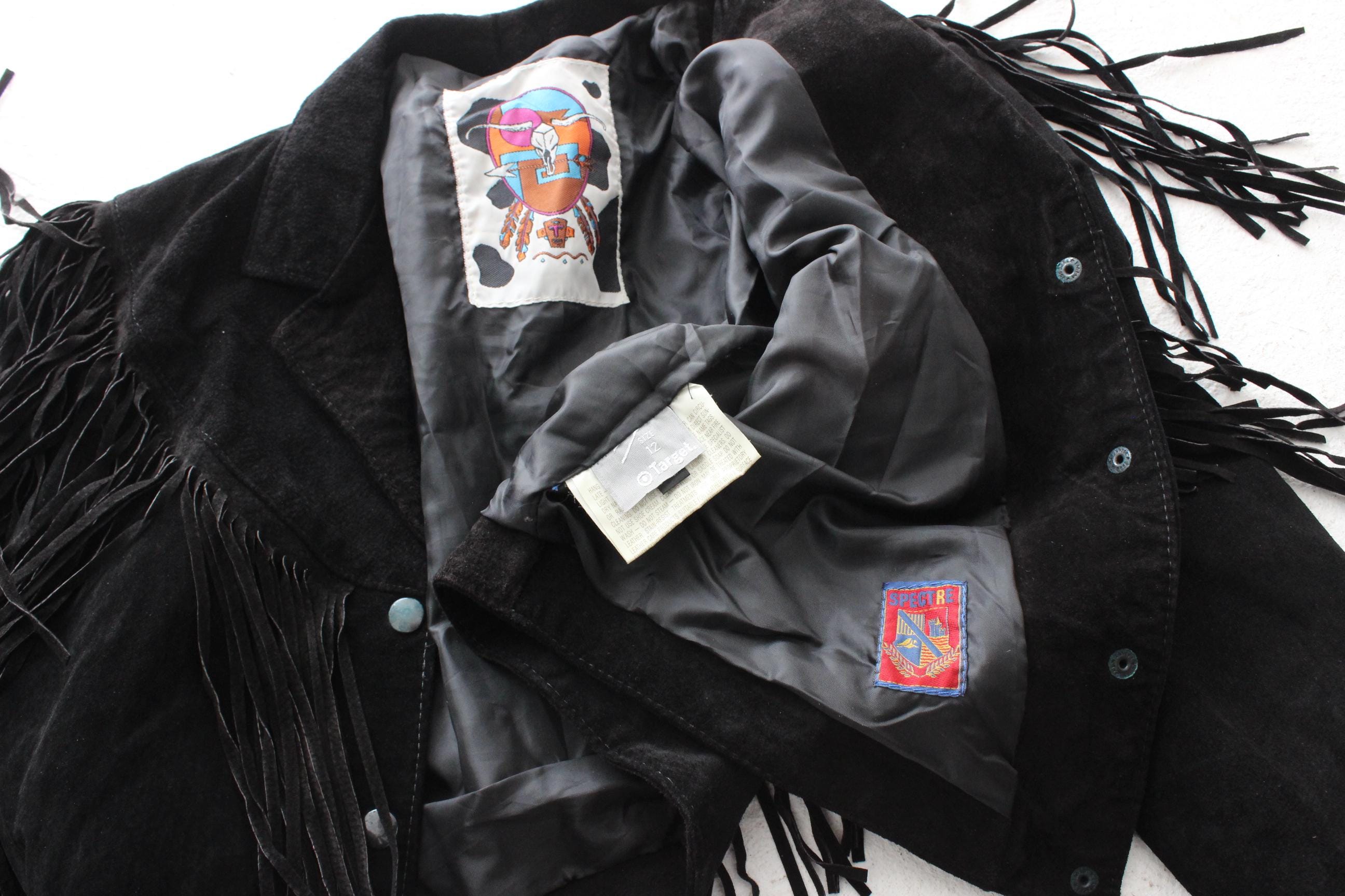 80s Fringed Suede Cropped Western Bomber
