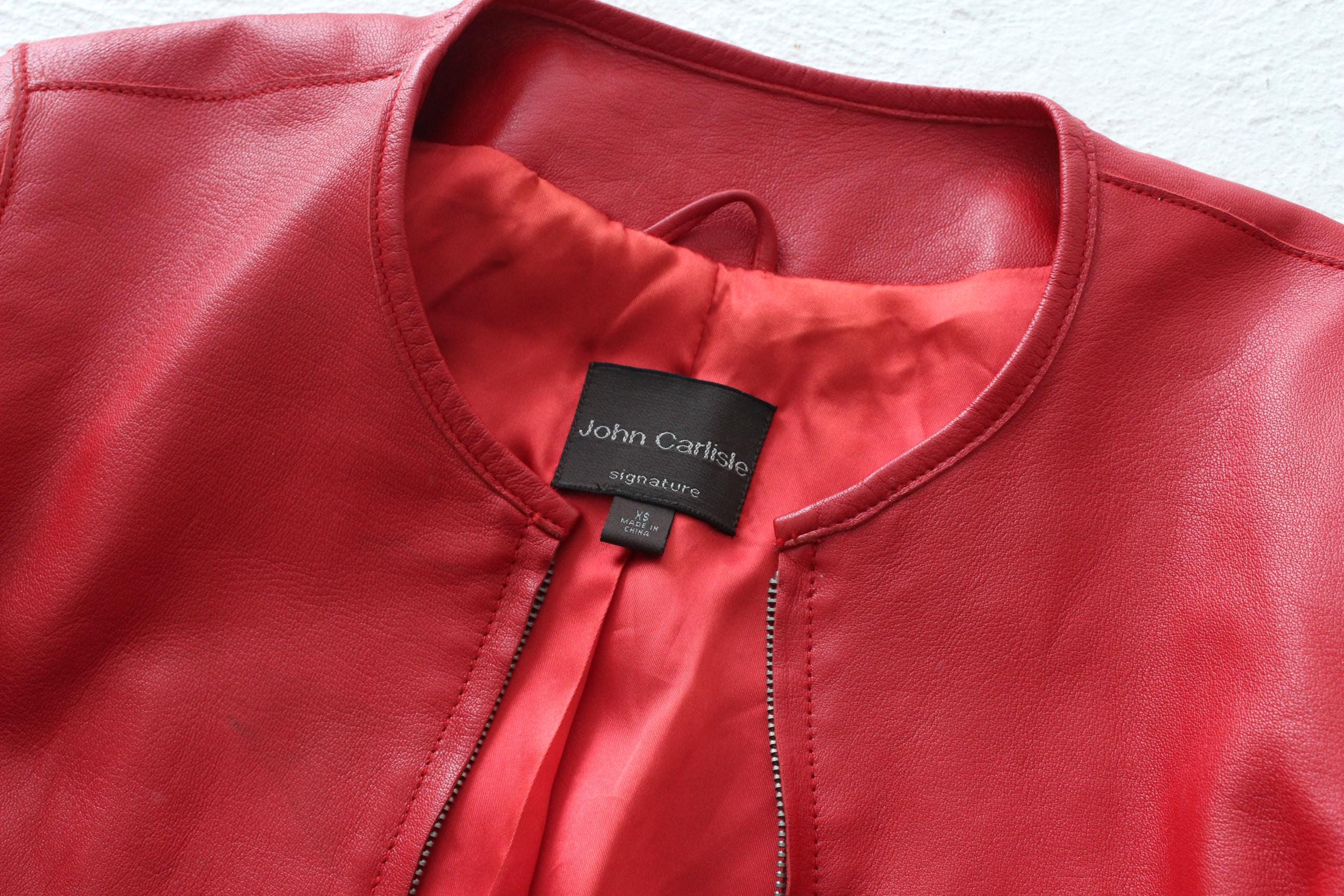 Y2K Sexy Red Zip Front Fitted Leather Jacket