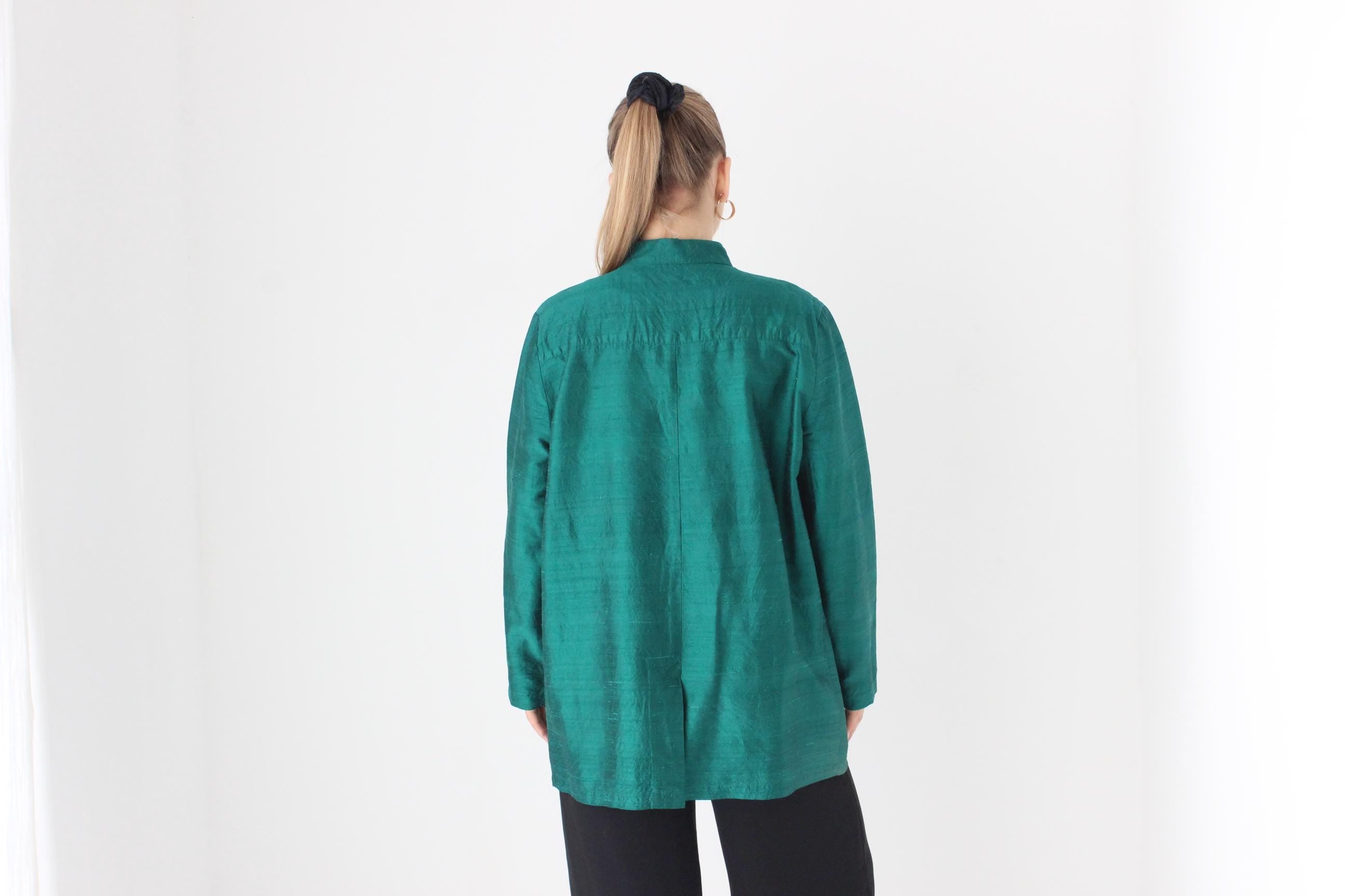Magical 90s VON TROSKA Raw Woven Silk Mandarin Collar Jacket