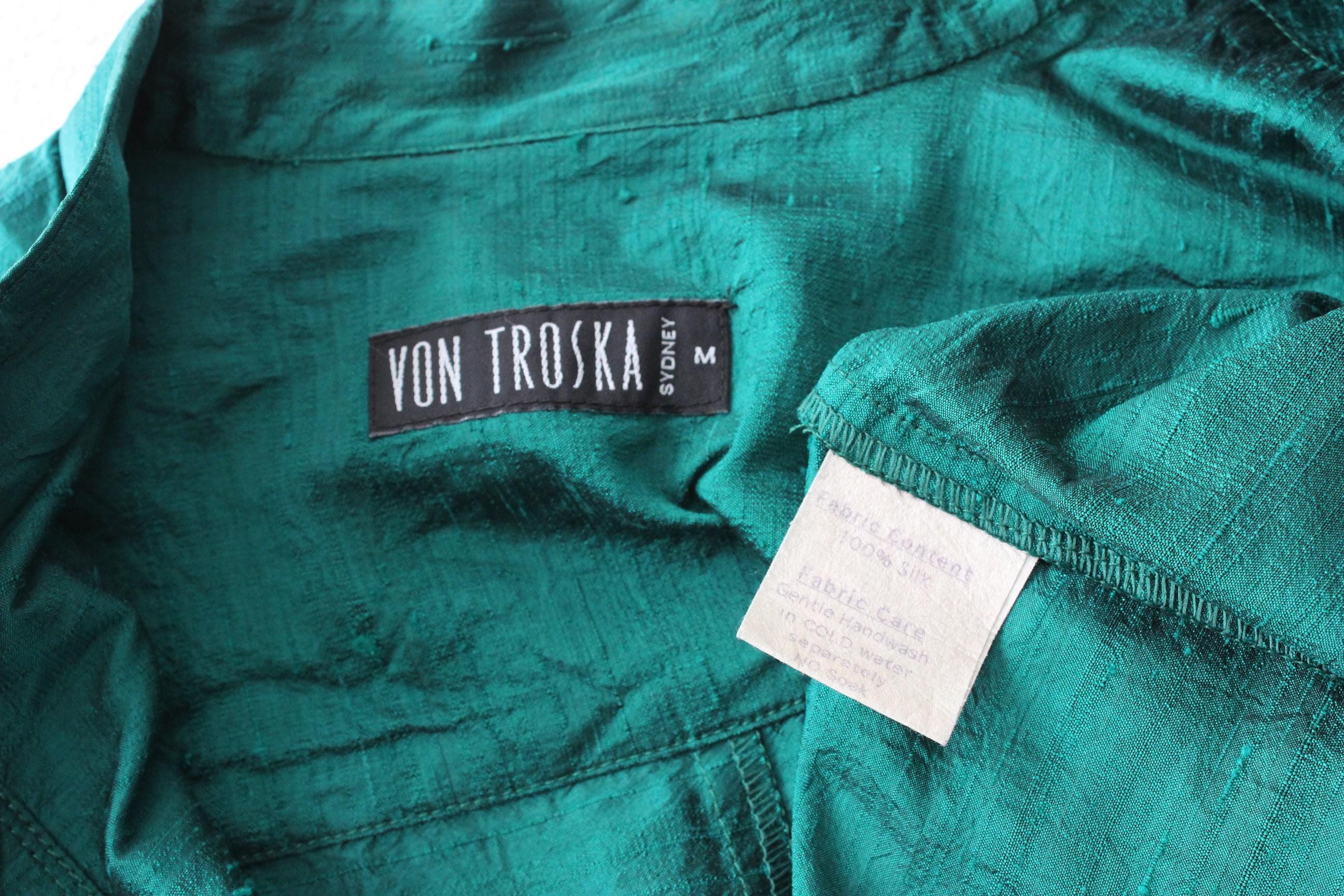 Magical 90s VON TROSKA Raw Woven Silk Mandarin Collar Jacket