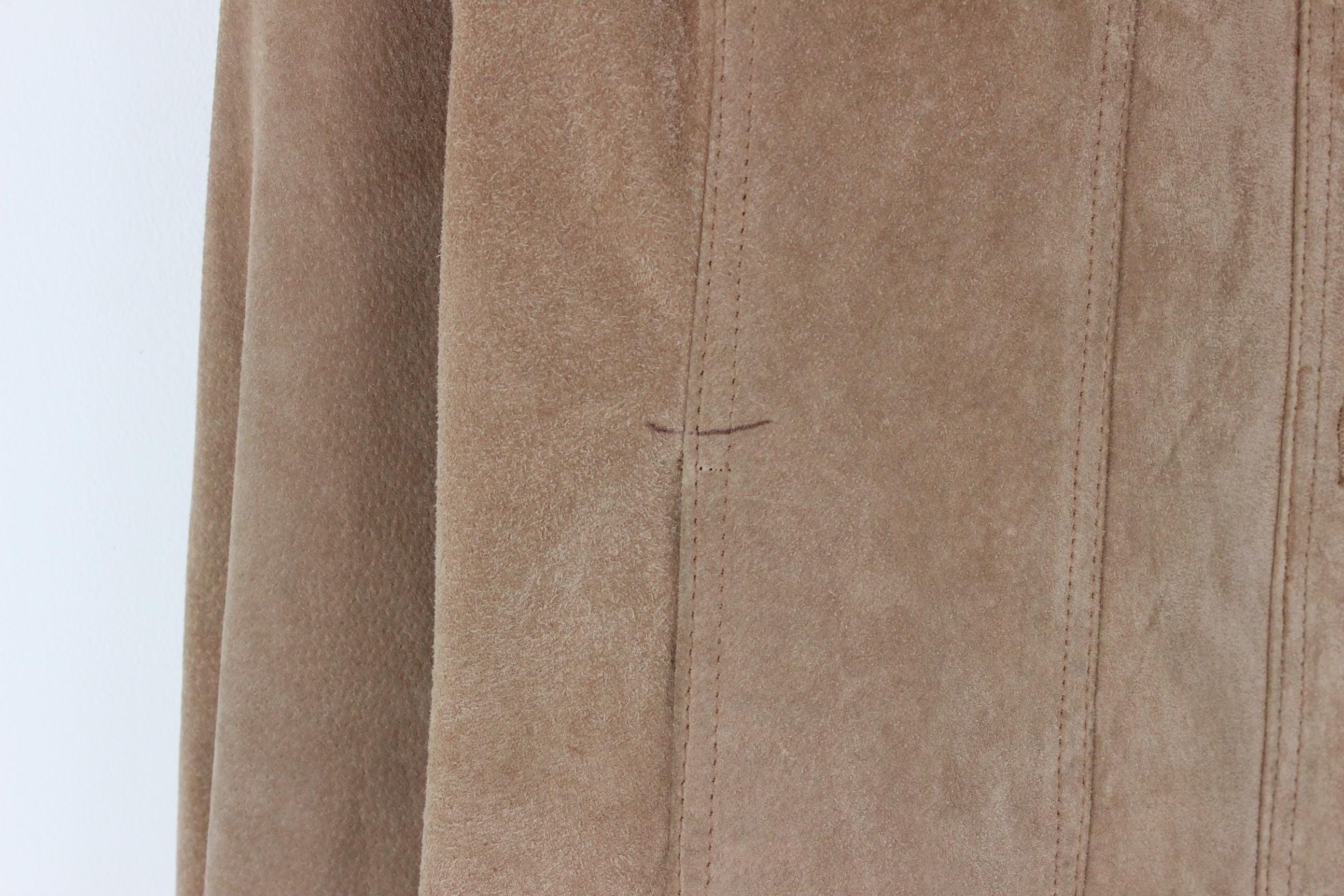 90s Boxy Camel Suede Trucker Jacket - Unisex