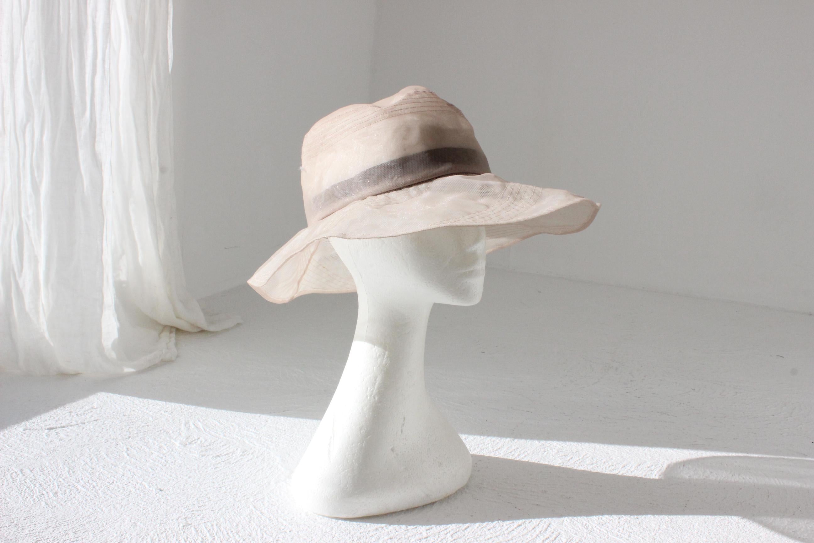 FUTURISM Sheer Mauve Organza & Mesh Soft Brim Hat