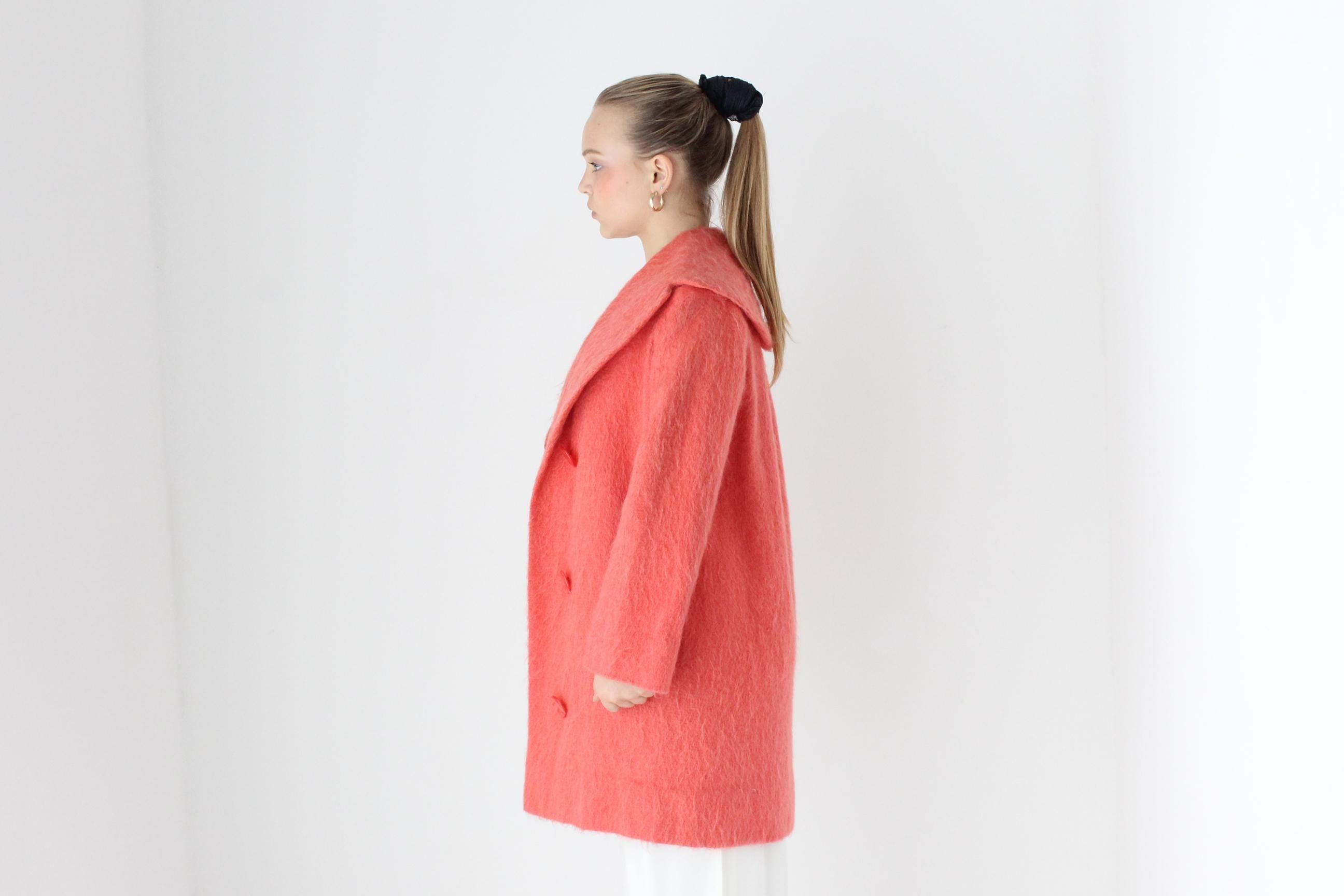 60s Handmade Mohair / Wool Blend Button Front Coat