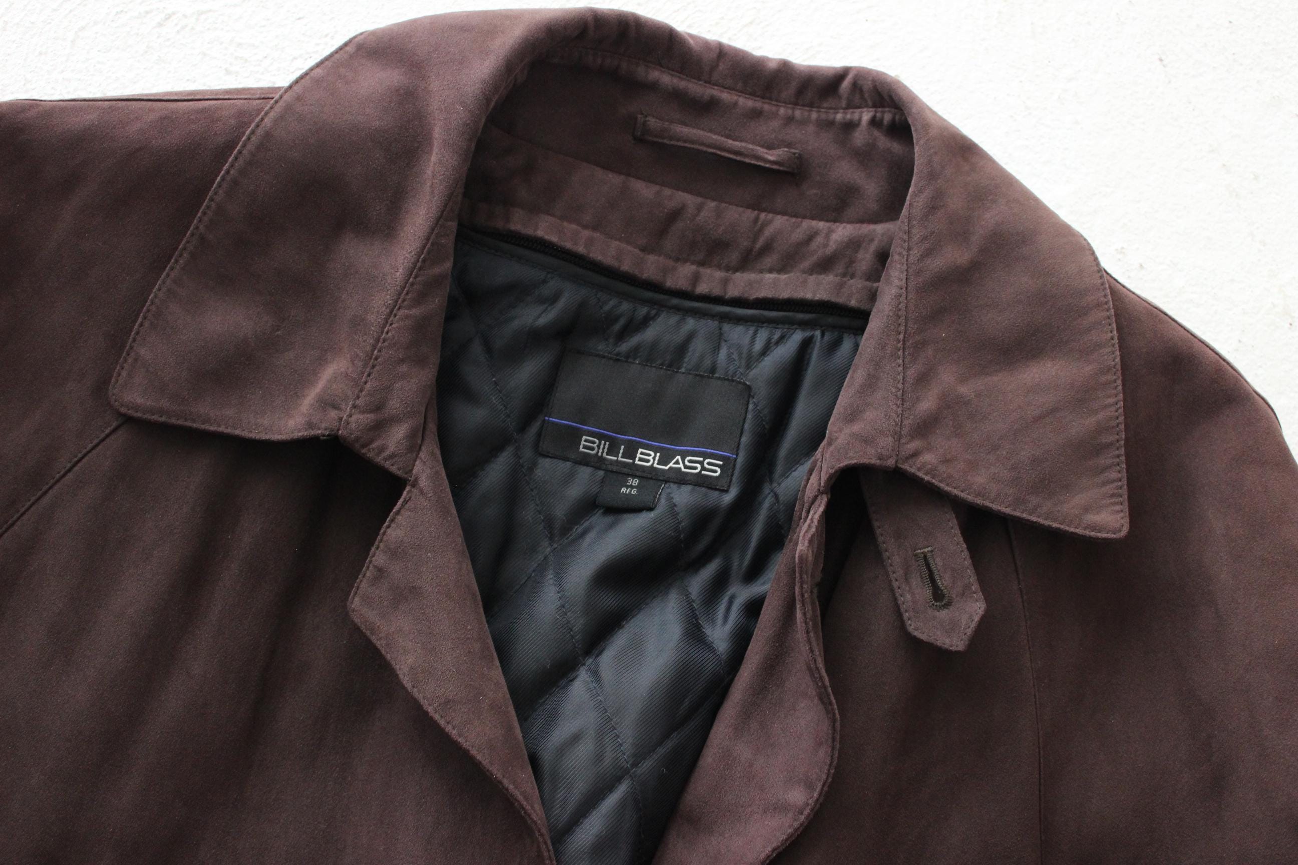 90s Bill Blass Chocolate Microsuede Belted Trench