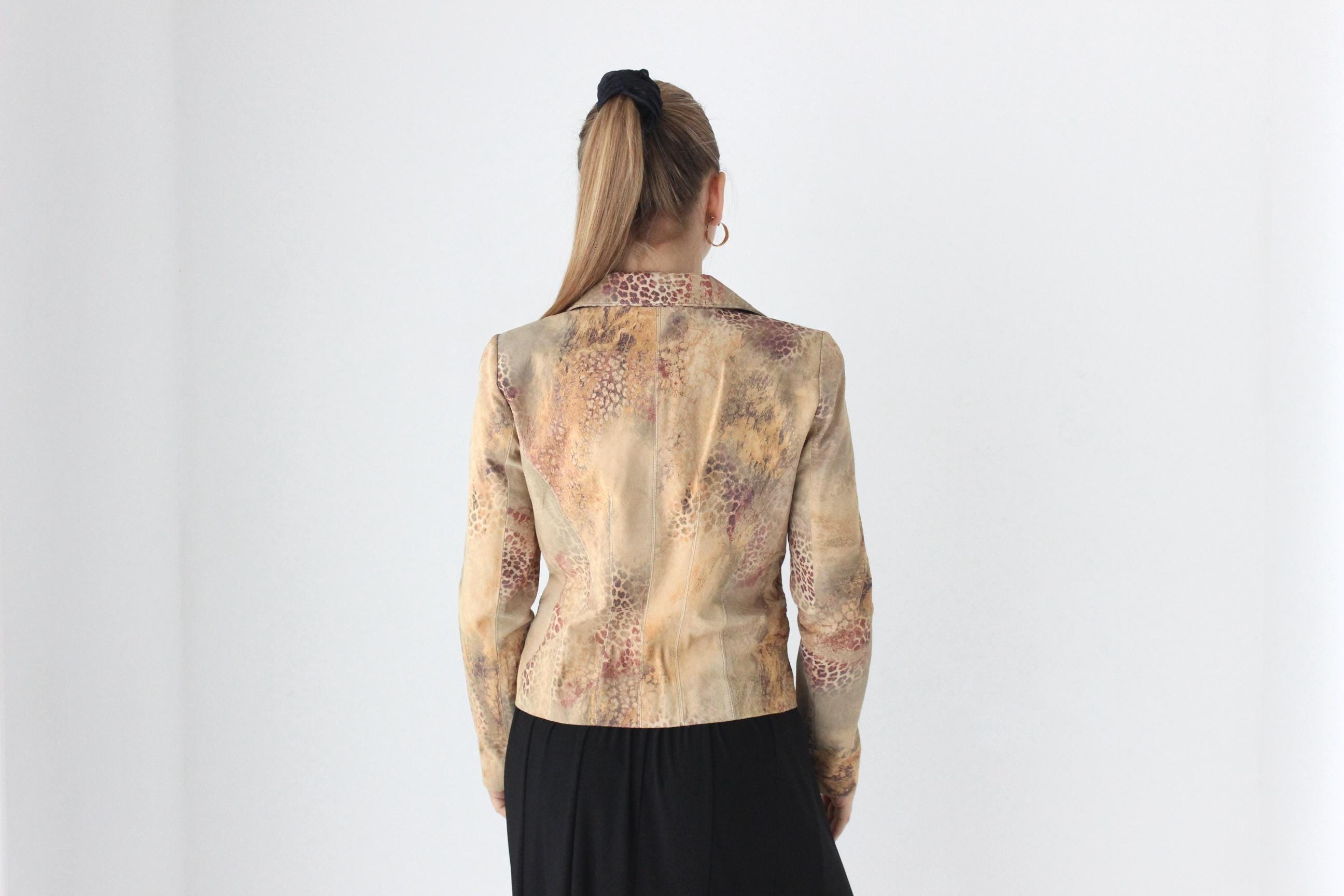 Y2K Printed Leather Abstract Animal Blazer by Vakko