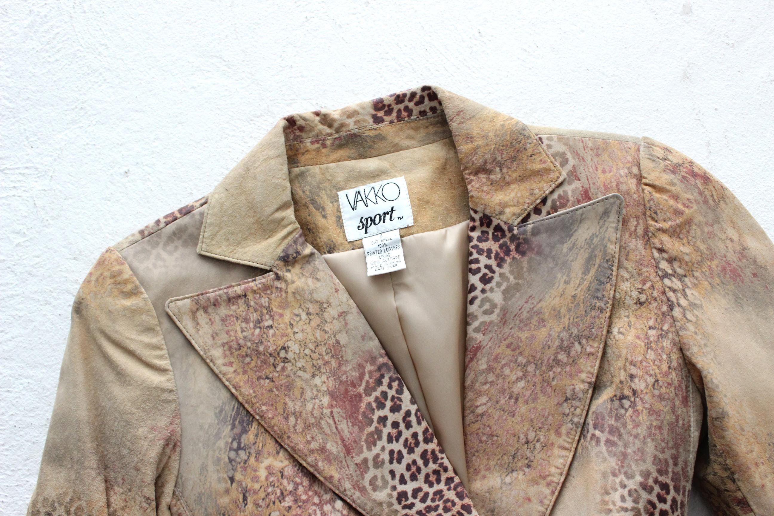 Y2K Printed Leather Abstract Animal Blazer by Vakko