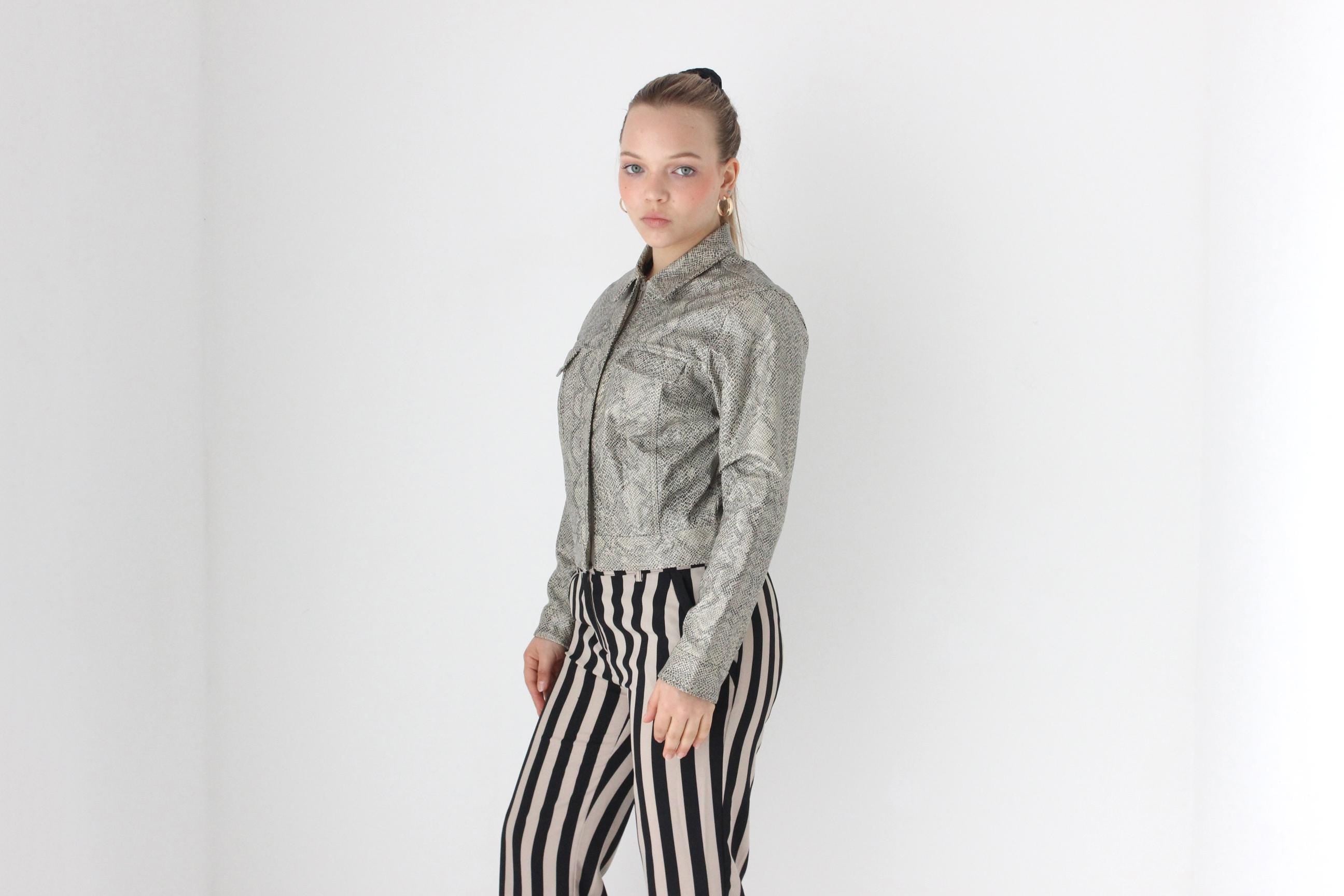 90s Spice Girls Era Vinyl Python PVC Bomber