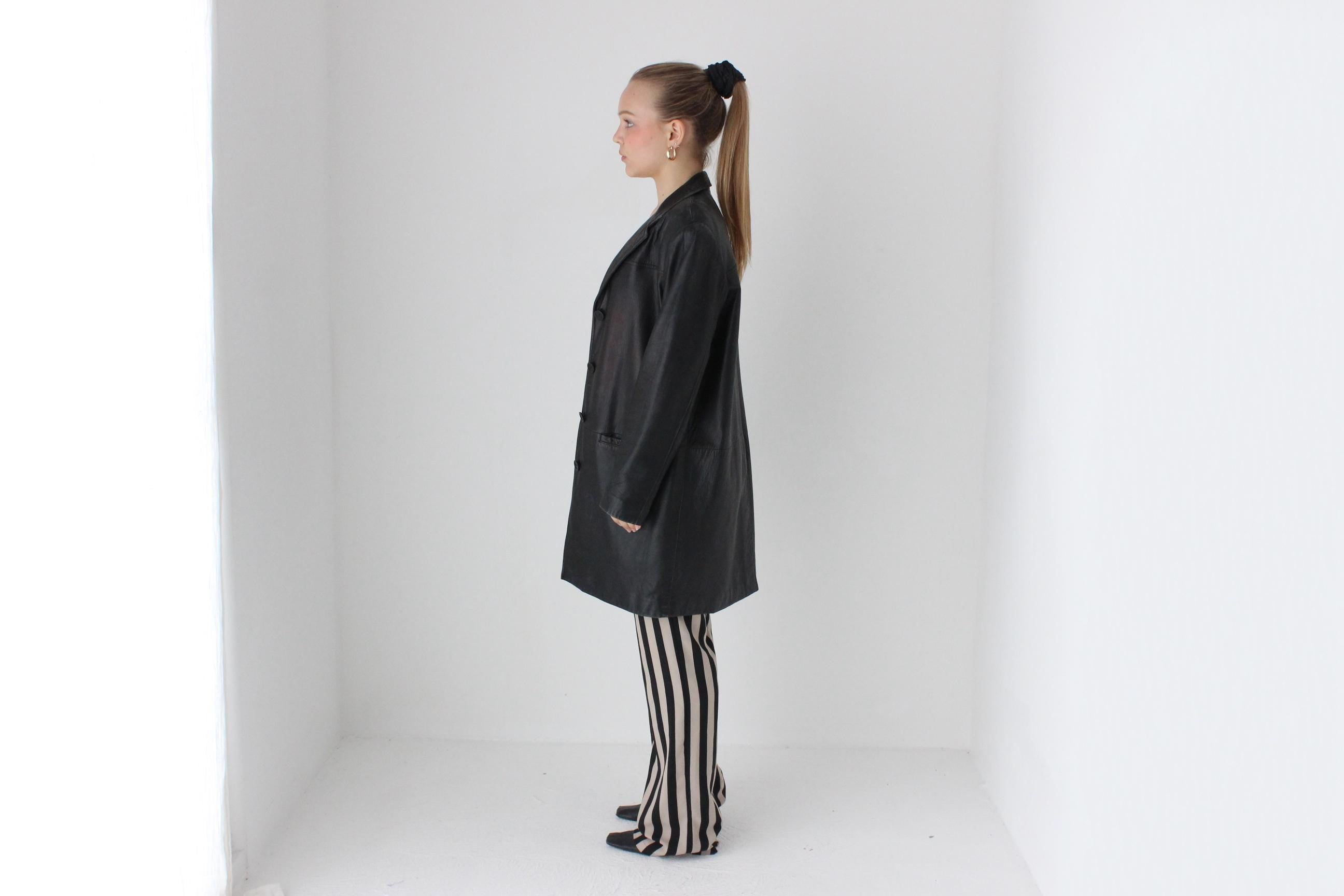 90s Adler Softest Lambskin Leather Button Up Coat