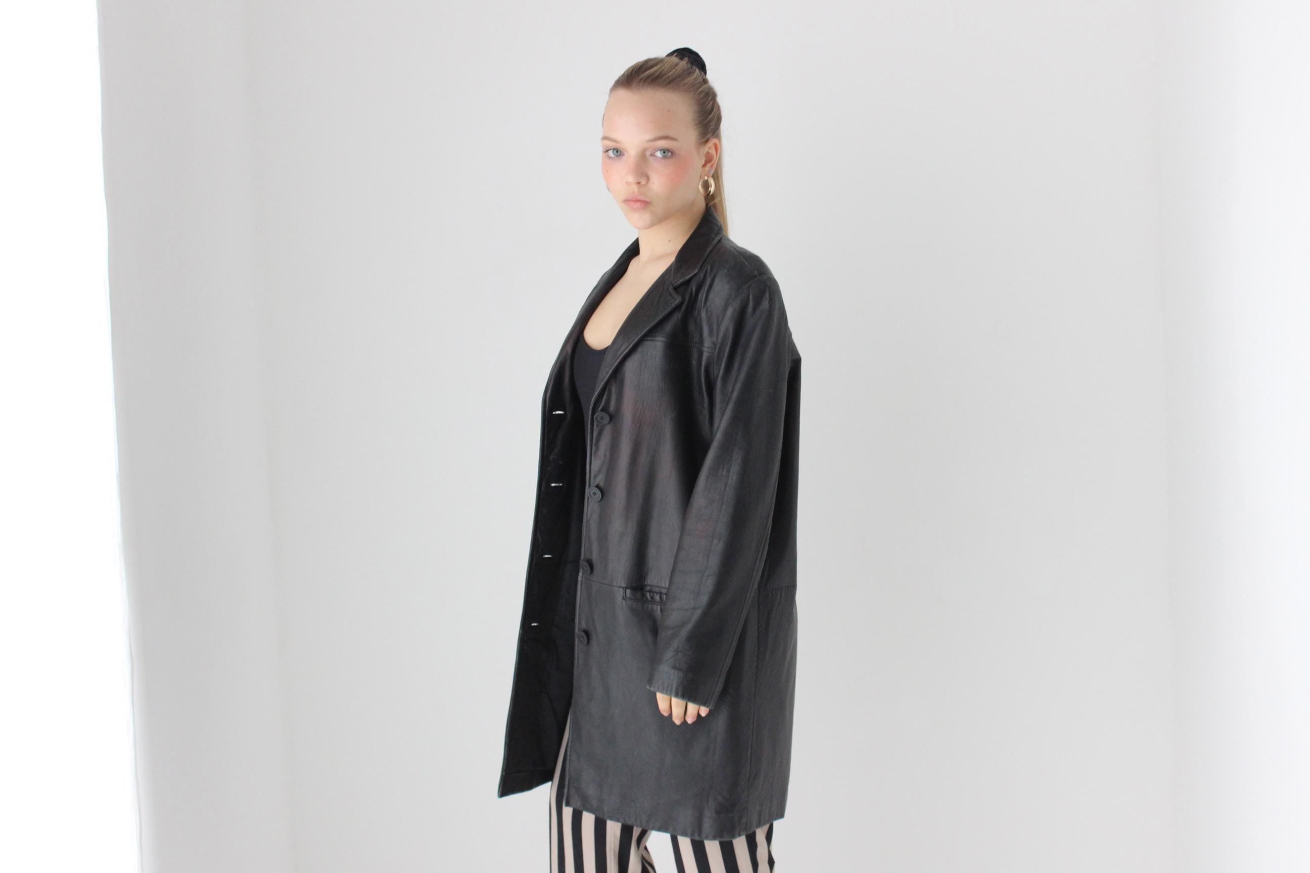 90s Adler Softest Lambskin Leather Button Up Coat