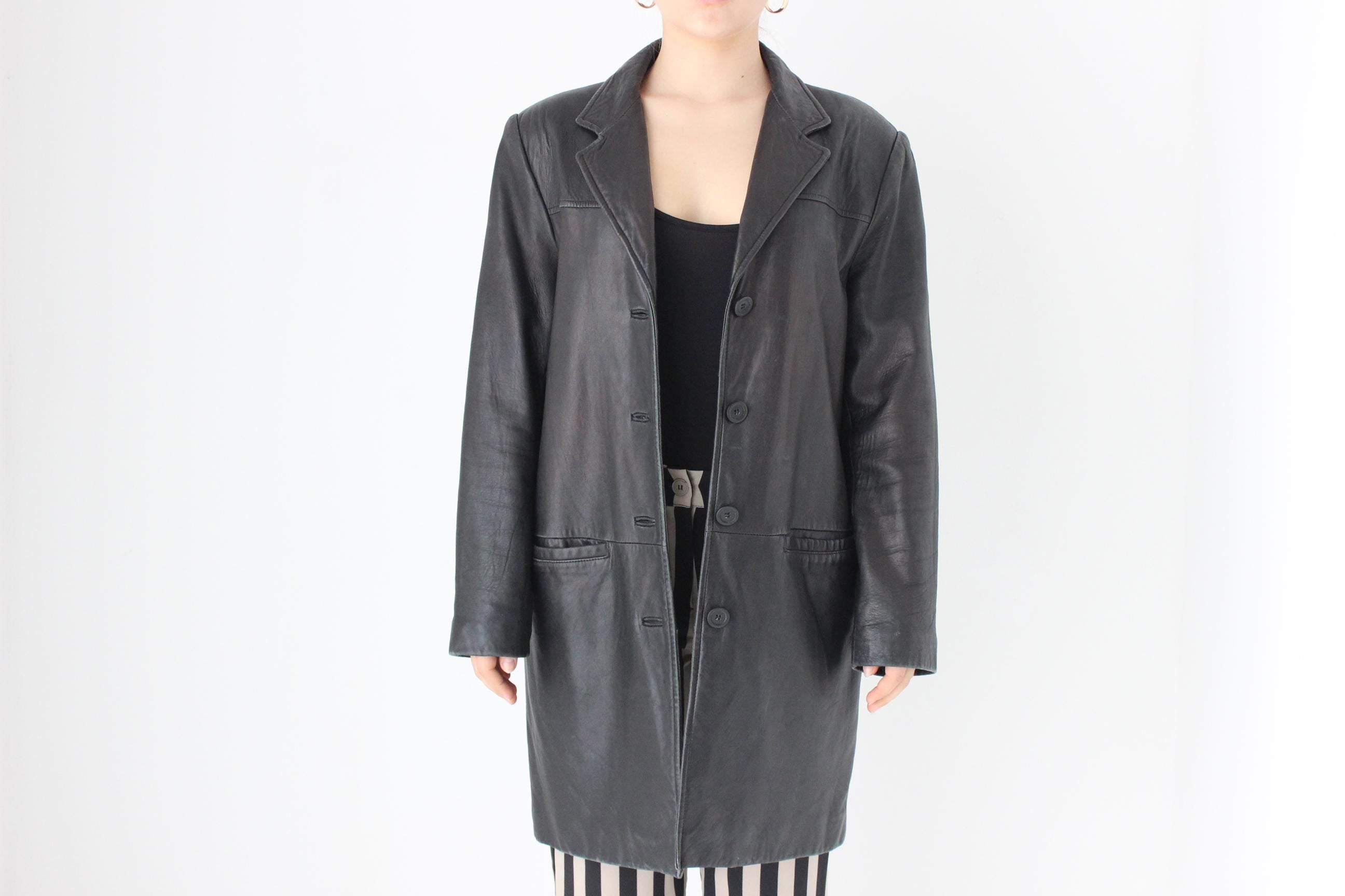 90s Adler Softest Lambskin Leather Button Up Coat