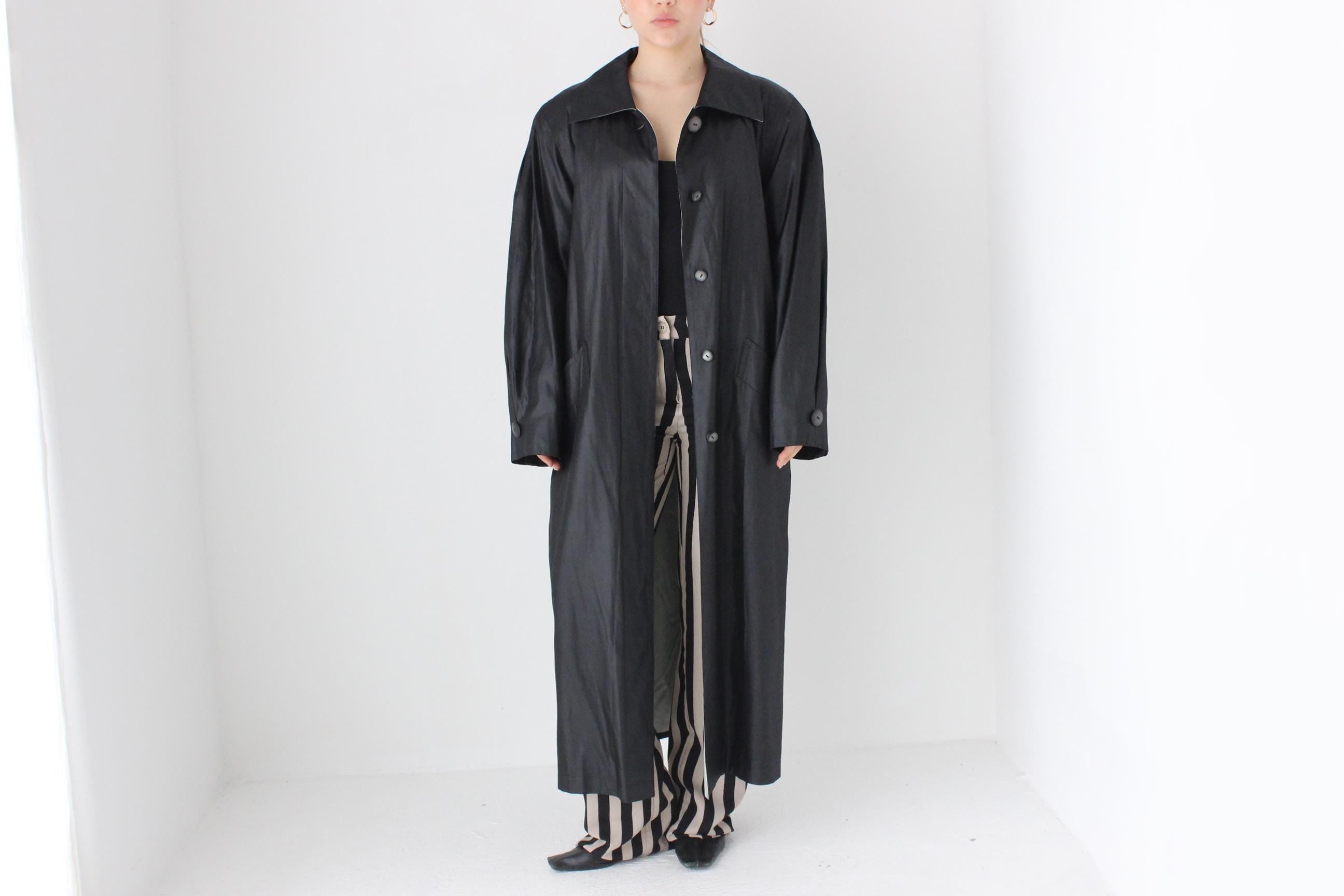80s Bill Blass Vinyl Coated Cotton Trench Coat