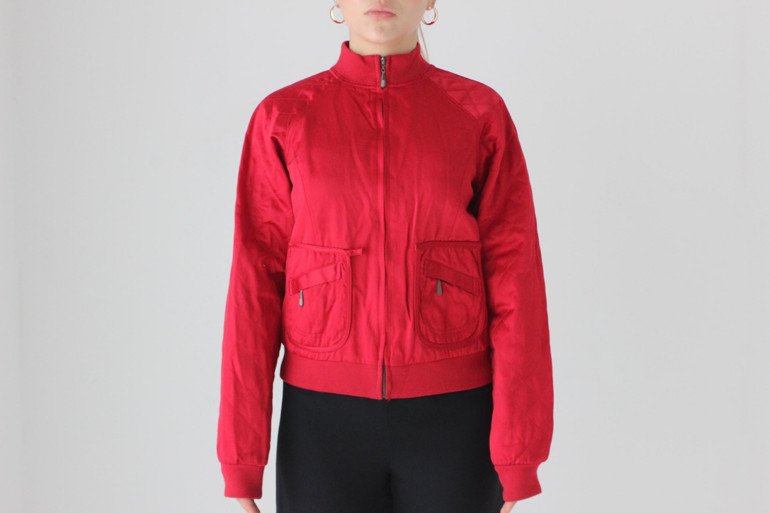 80s Bill Blass Red Satin Quilted Bomber