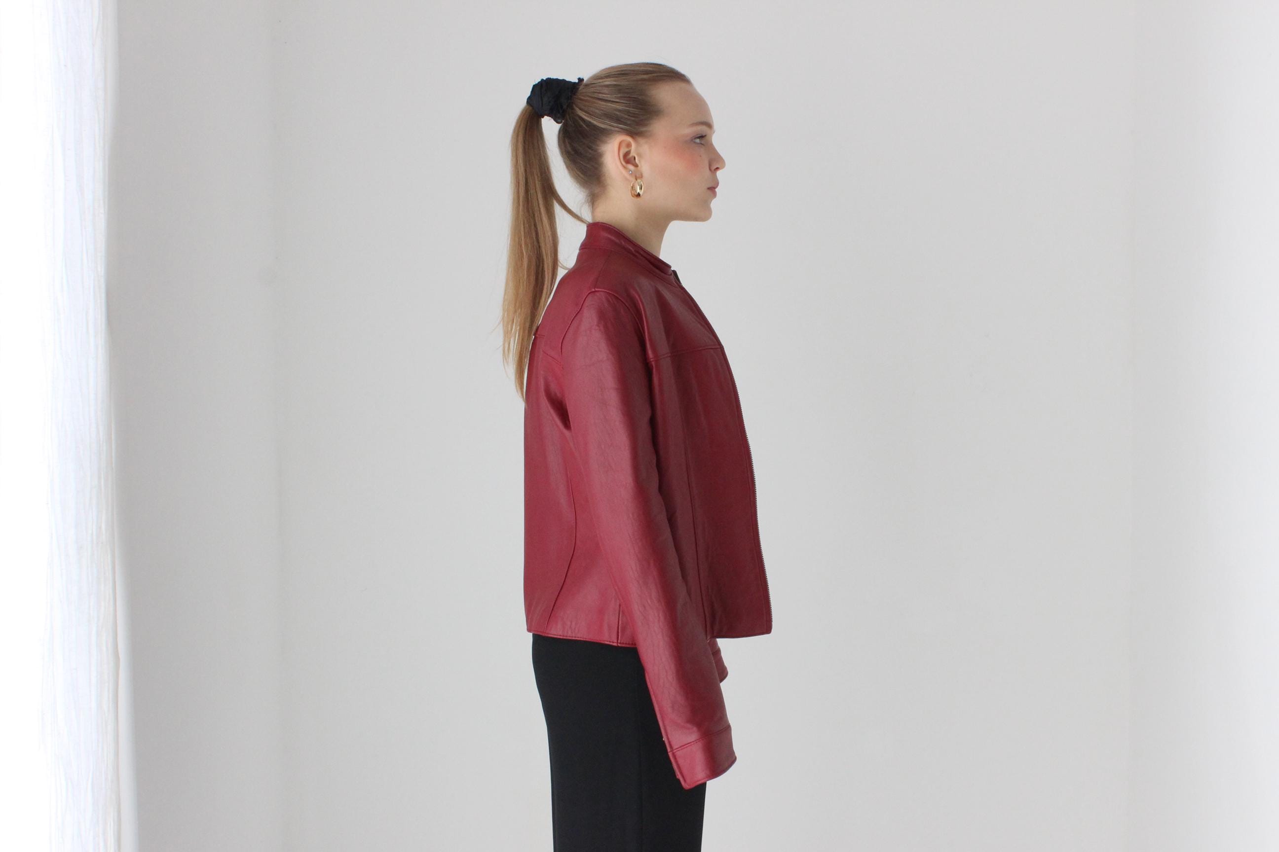 Y2K Mulberry Leather Zip Up Fitted Leather Jacket