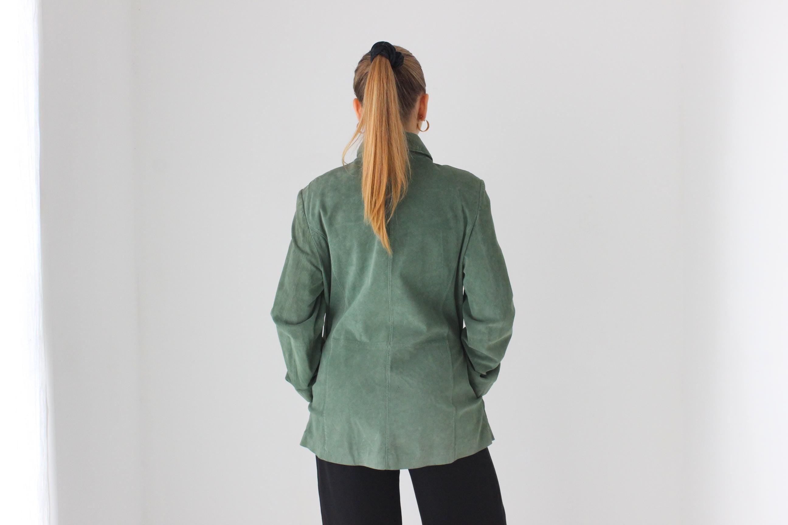 90s Moss Green Suede Coat