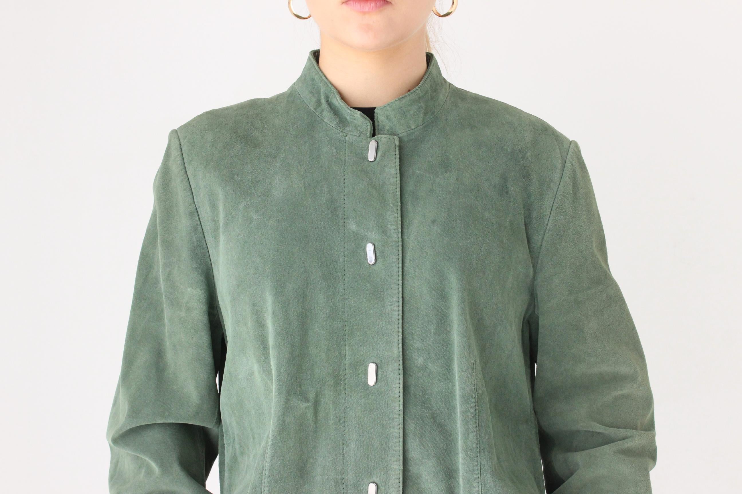 90s Moss Green Suede Coat