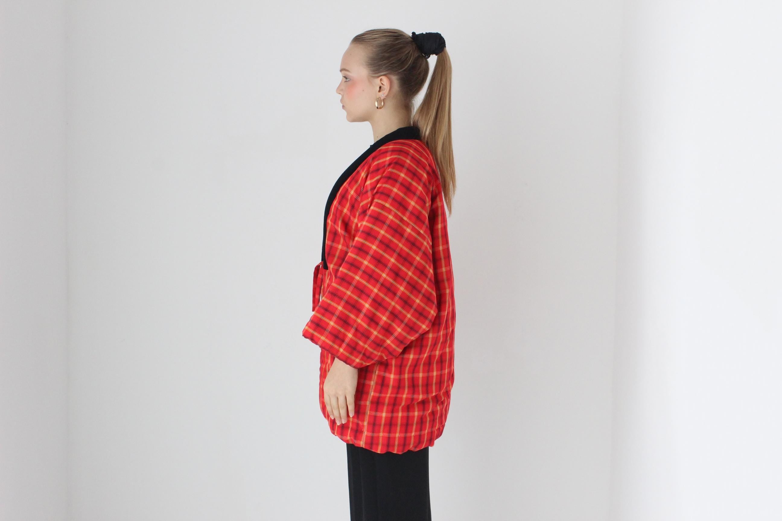 Vintage Japanese Quilted Padded Pillowy Kimono Hanten Jacket