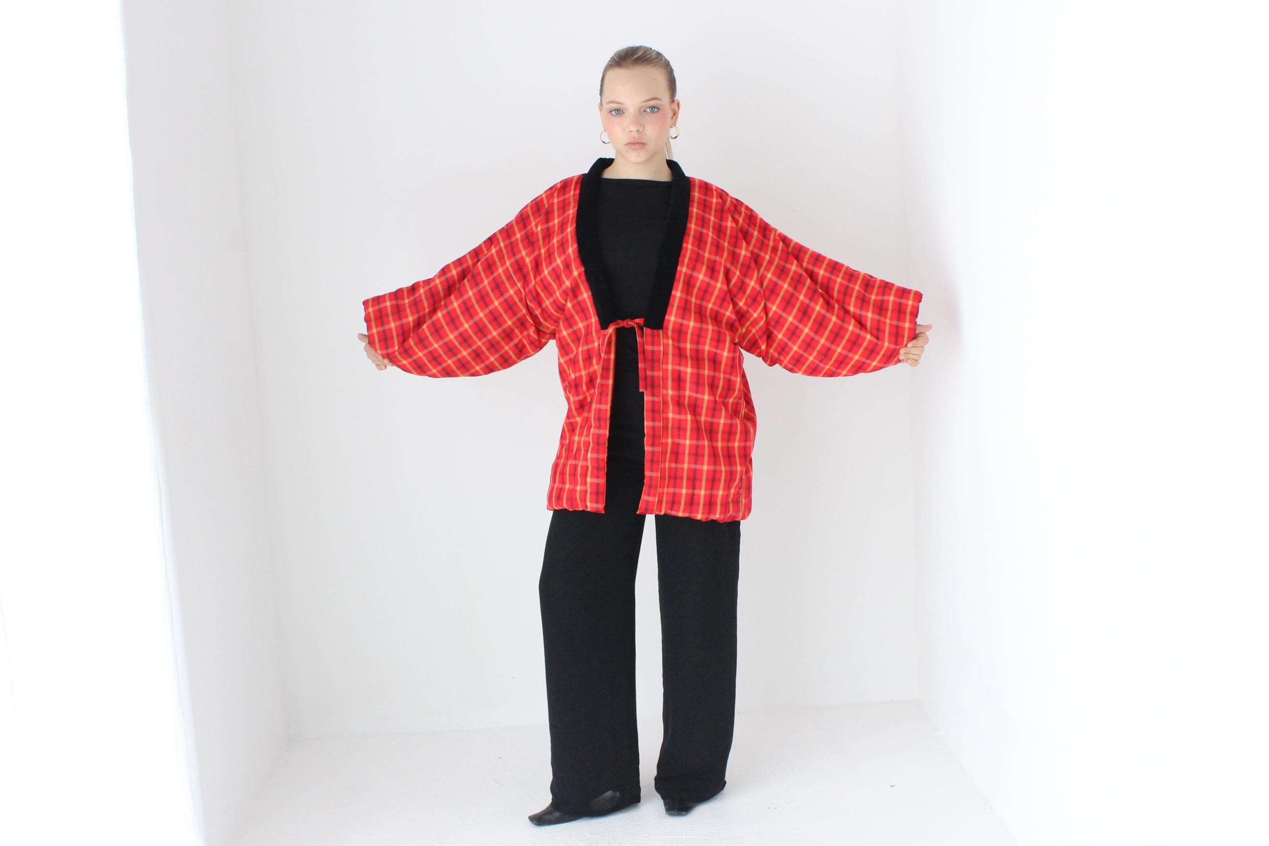 Vintage Japanese Quilted Padded Pillowy Kimono Hanten Jacket