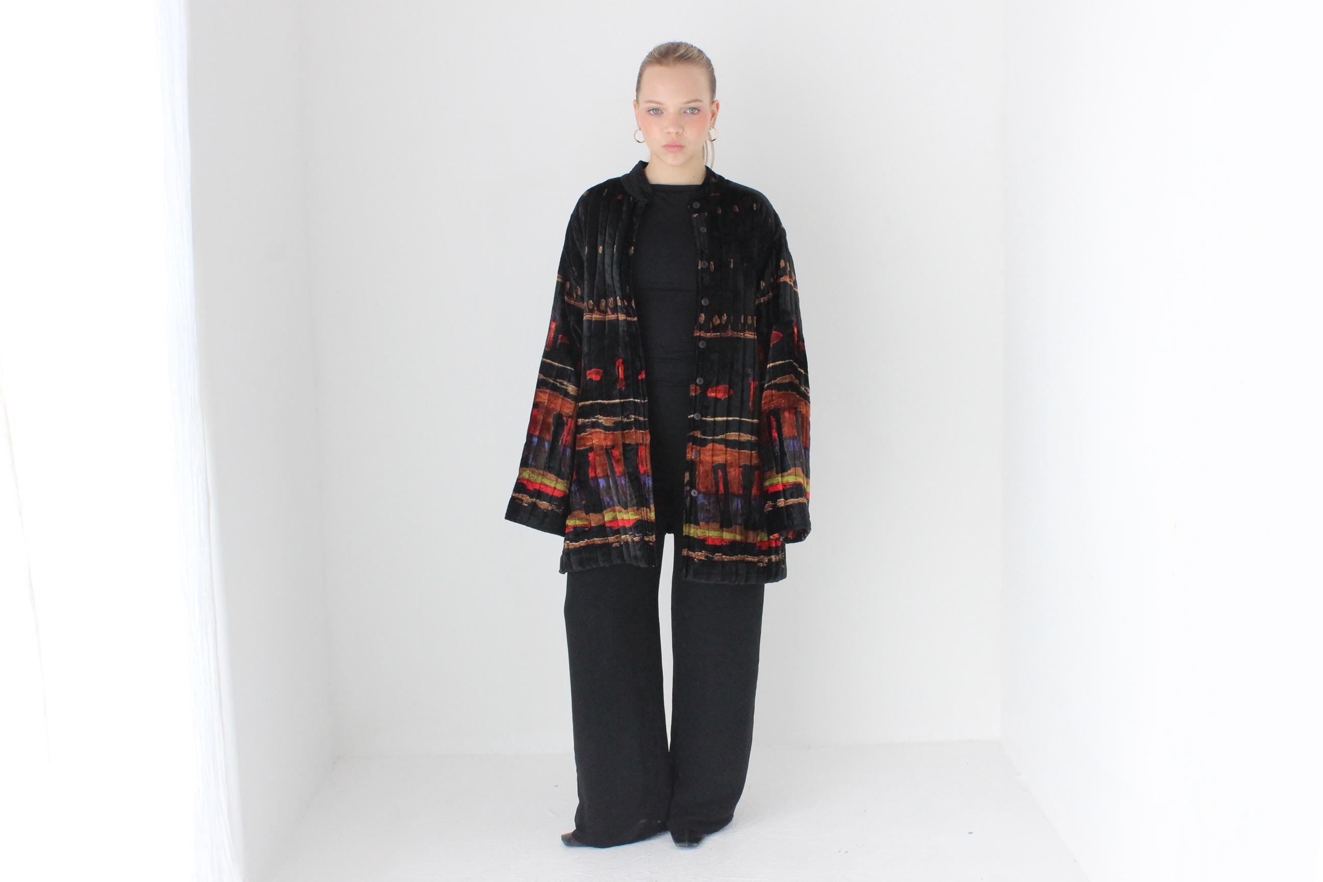90s 'Orientique' Quilted Indian Velvet Luxury Puffer Coat