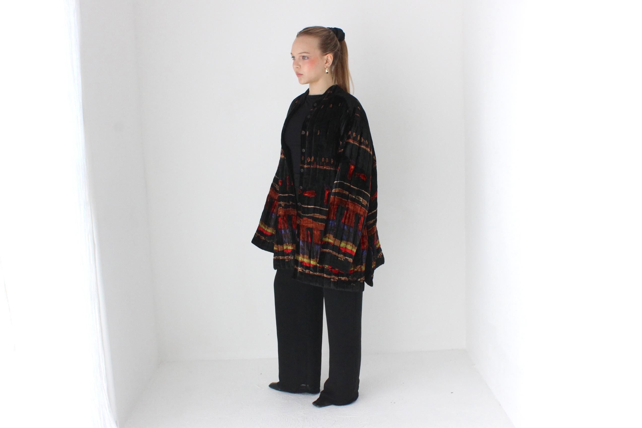 90s 'Orientique' Quilted Indian Velvet Luxury Puffer Coat