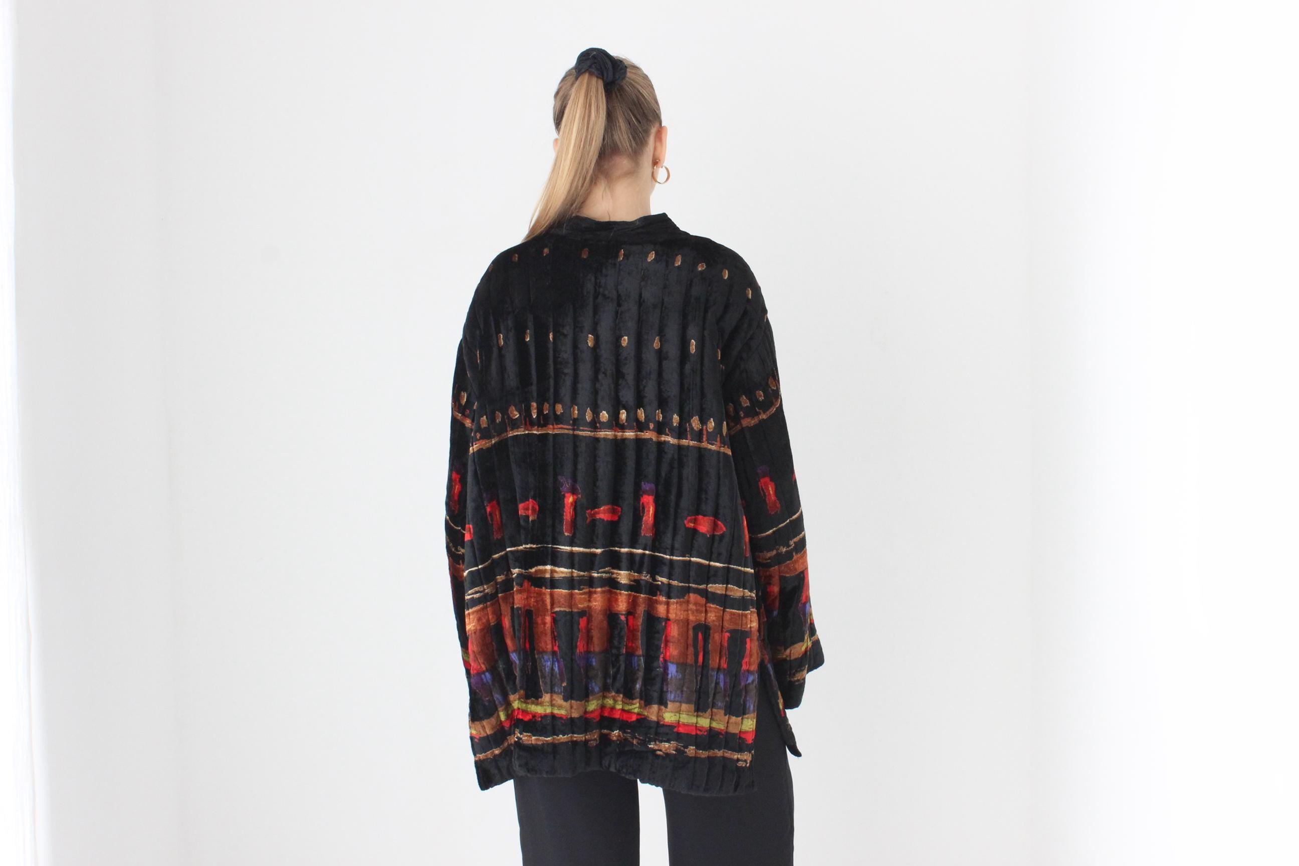90s 'Orientique' Quilted Indian Velvet Luxury Puffer Coat