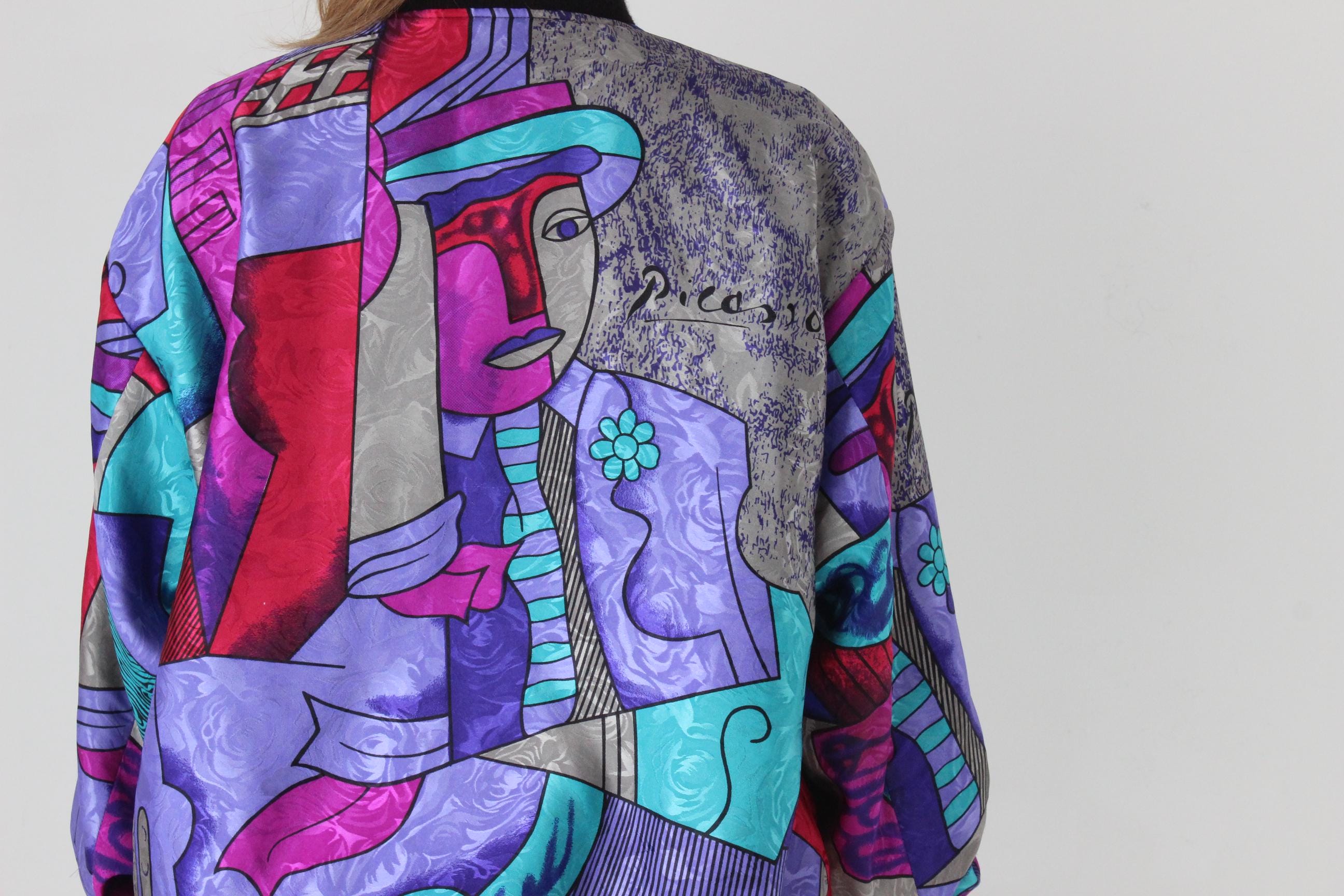 80s PICASSO Wearable Art REVERSIBLE Bomber Jacket - Unisex