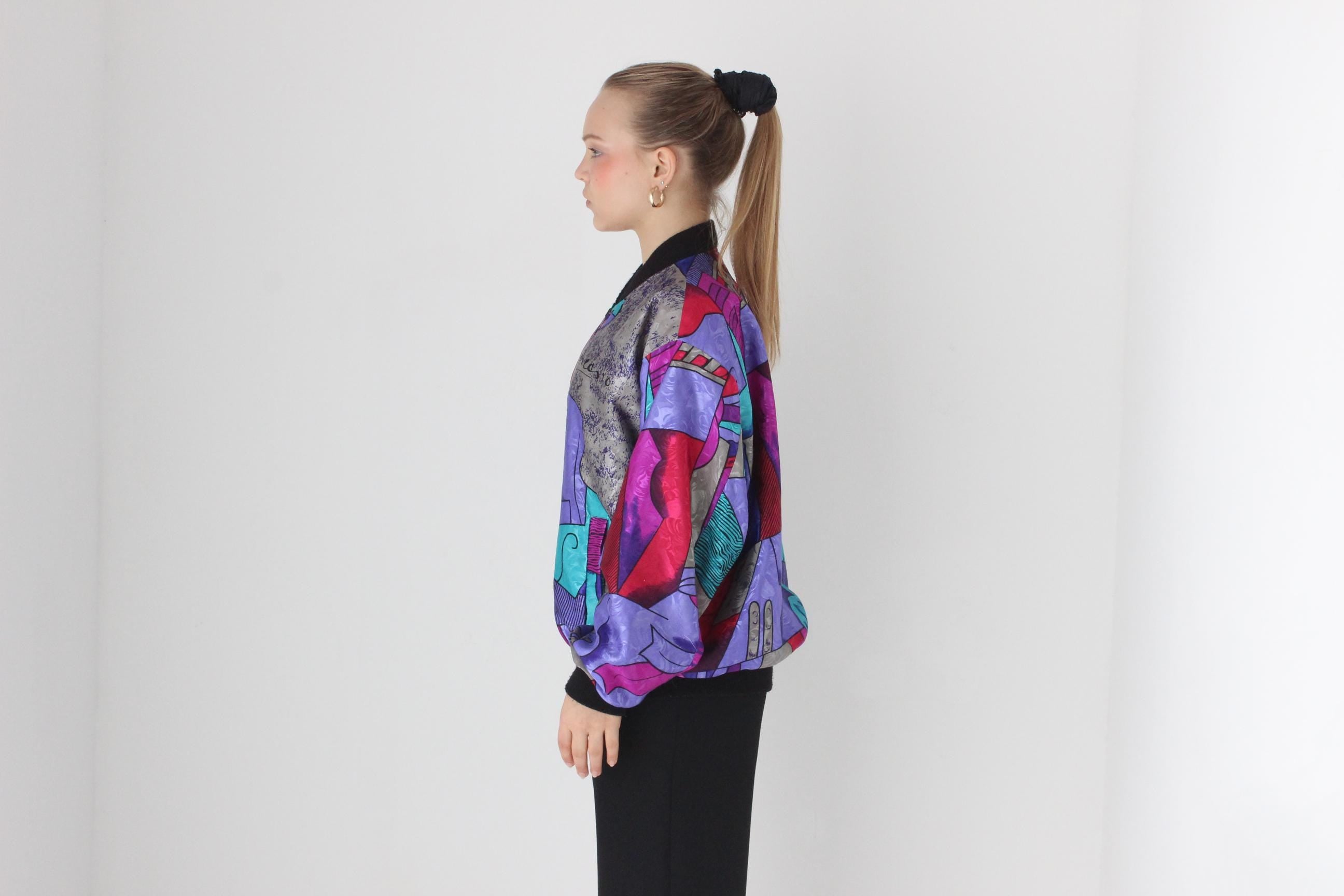 80s PICASSO Wearable Art REVERSIBLE Bomber Jacket - Unisex