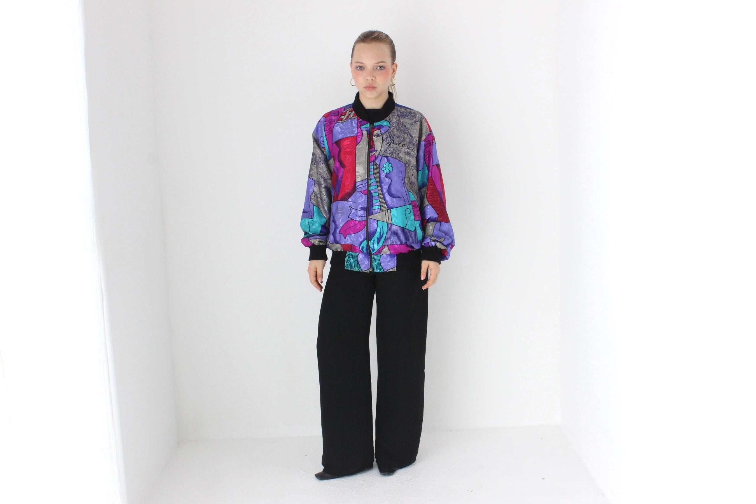 80s PICASSO Wearable Art REVERSIBLE Bomber Jacket - Unisex