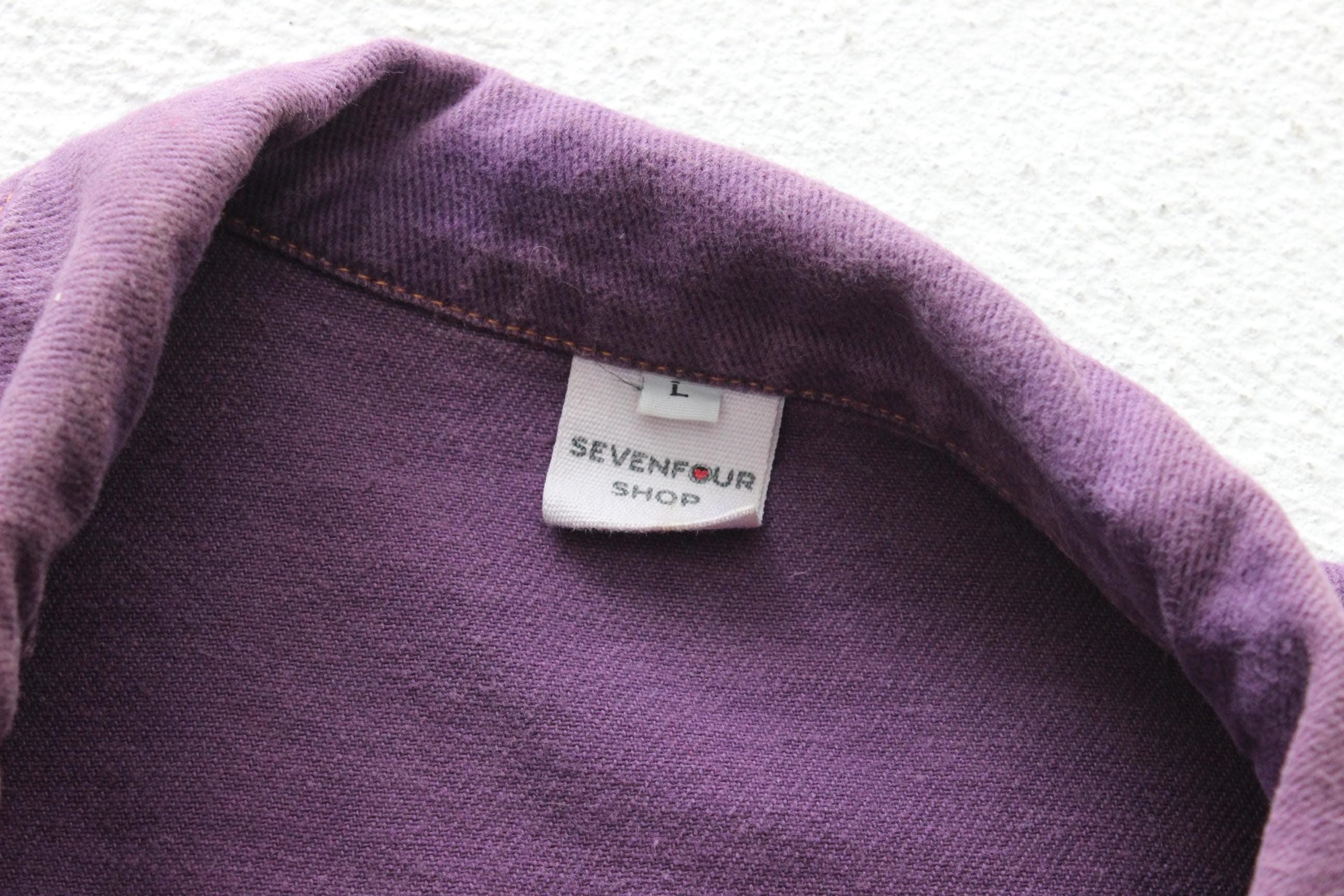 Y2K Slouchy Purple Cropped Denim Jacket