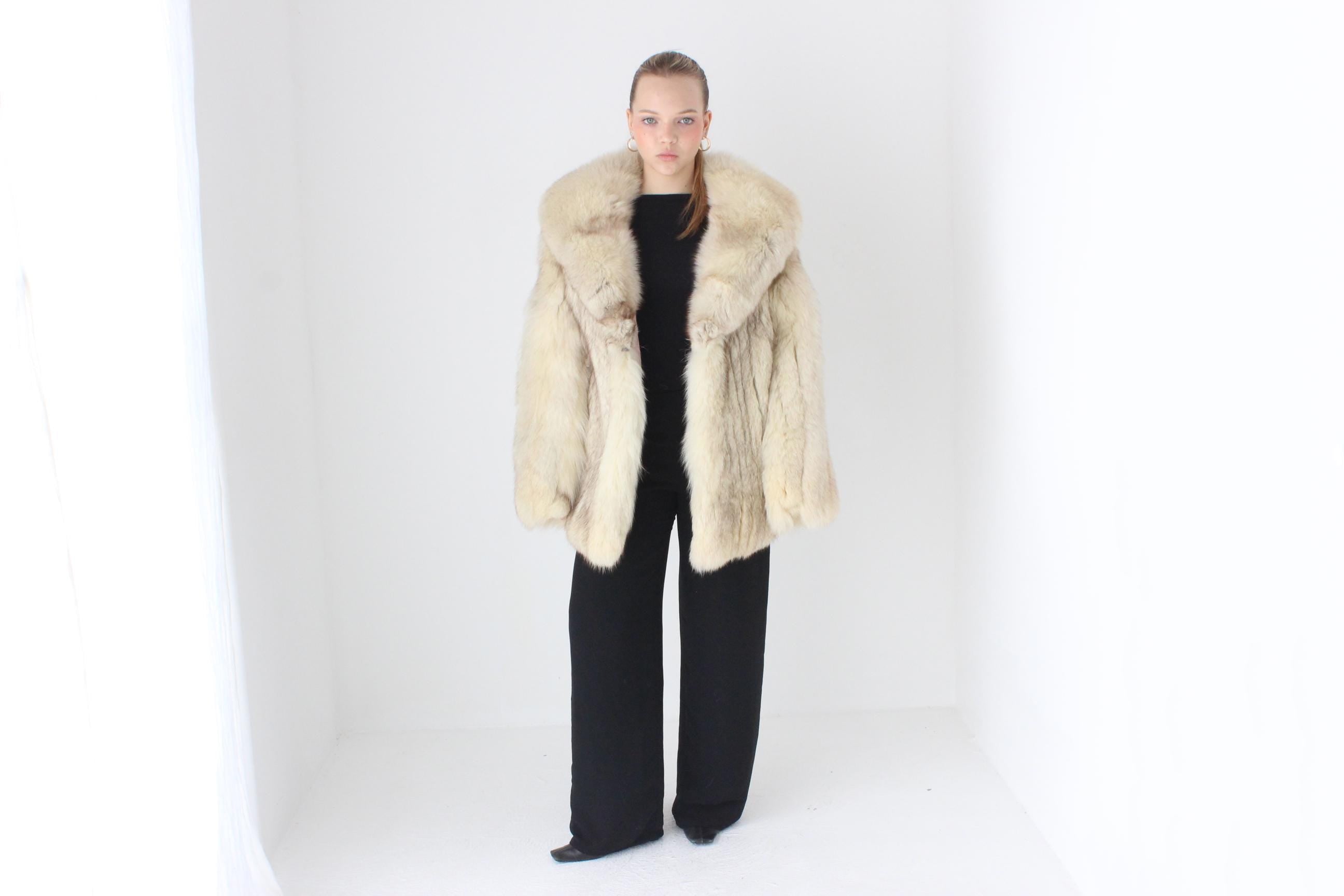 70s Arctic Fox Genuine Fur Pelt Coat