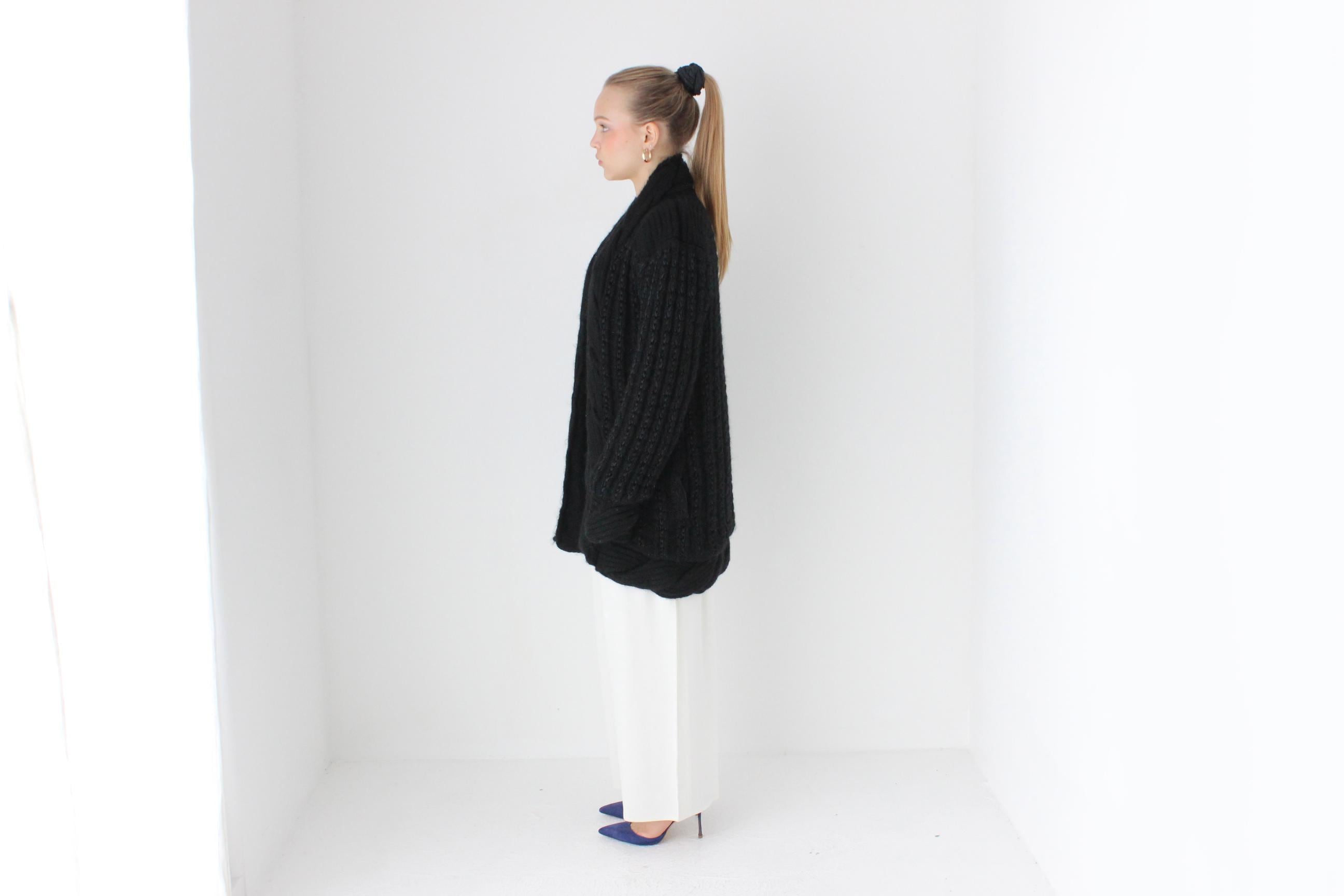 80s Wool Blend Slouchy Cocoon Cardigan