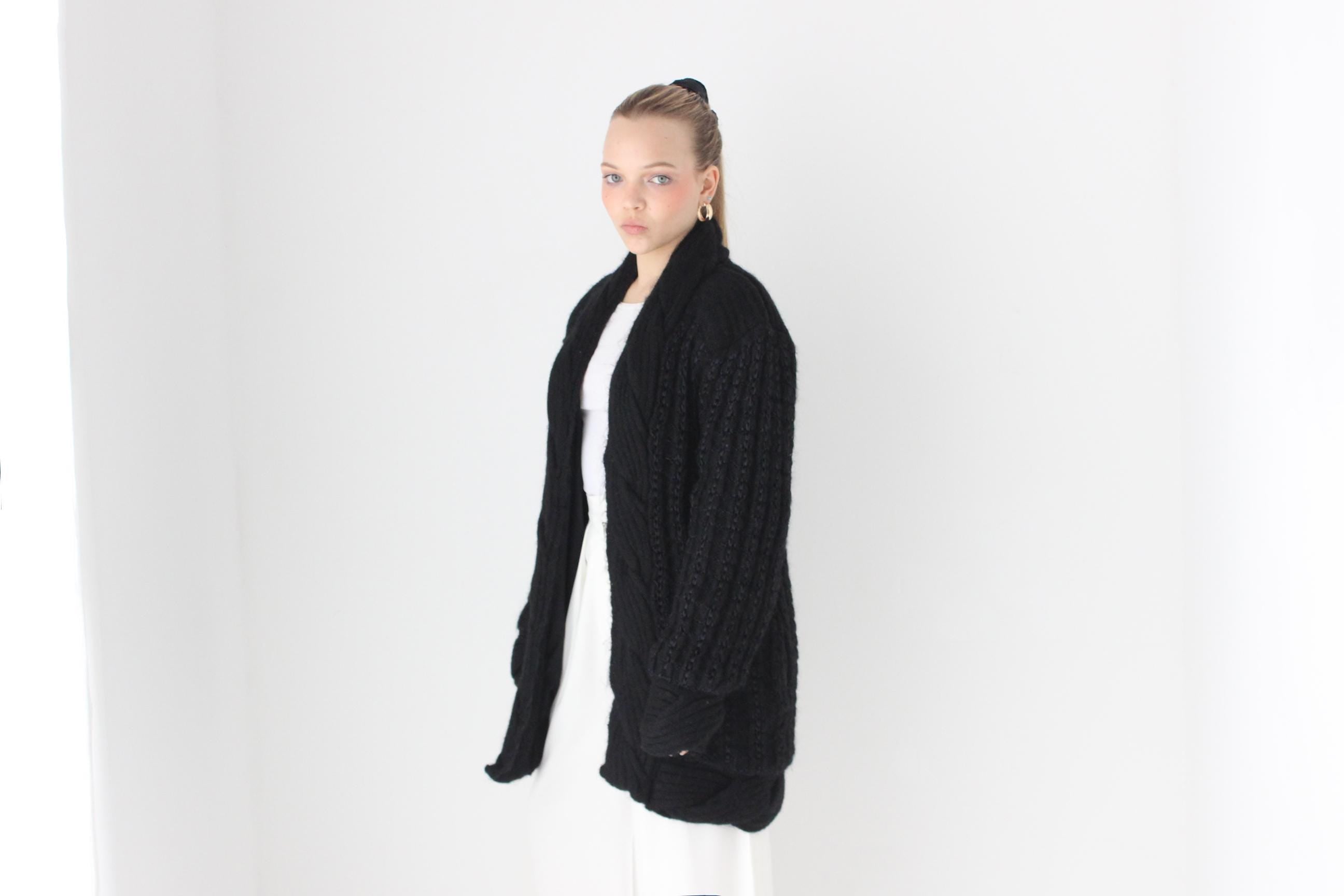 80s Wool Blend Slouchy Cocoon Cardigan
