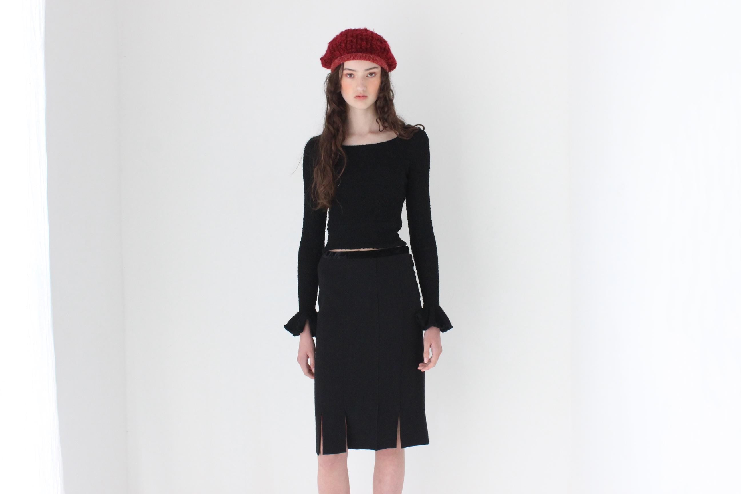 FRENCH COLLECTION 90s Yves Saint Laurent Rive Gauche Boucle Wool Skirt w/ Splits