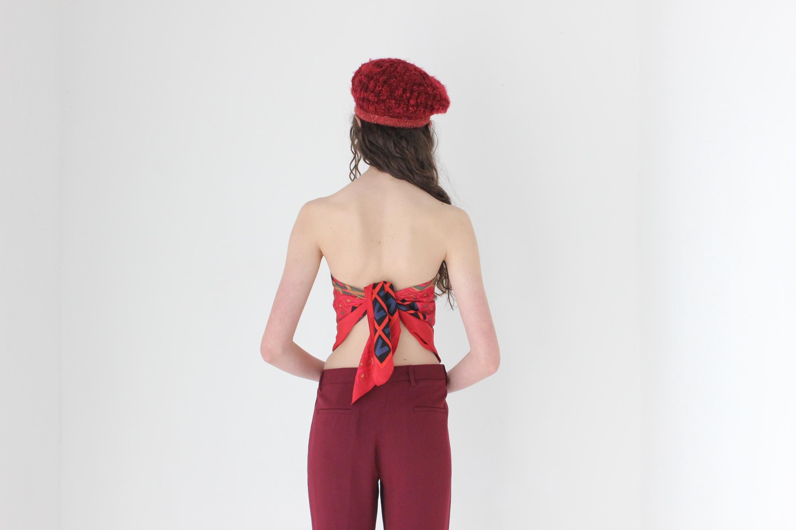 FRENCH COLLECTION 80s Abstract Silk Scarf