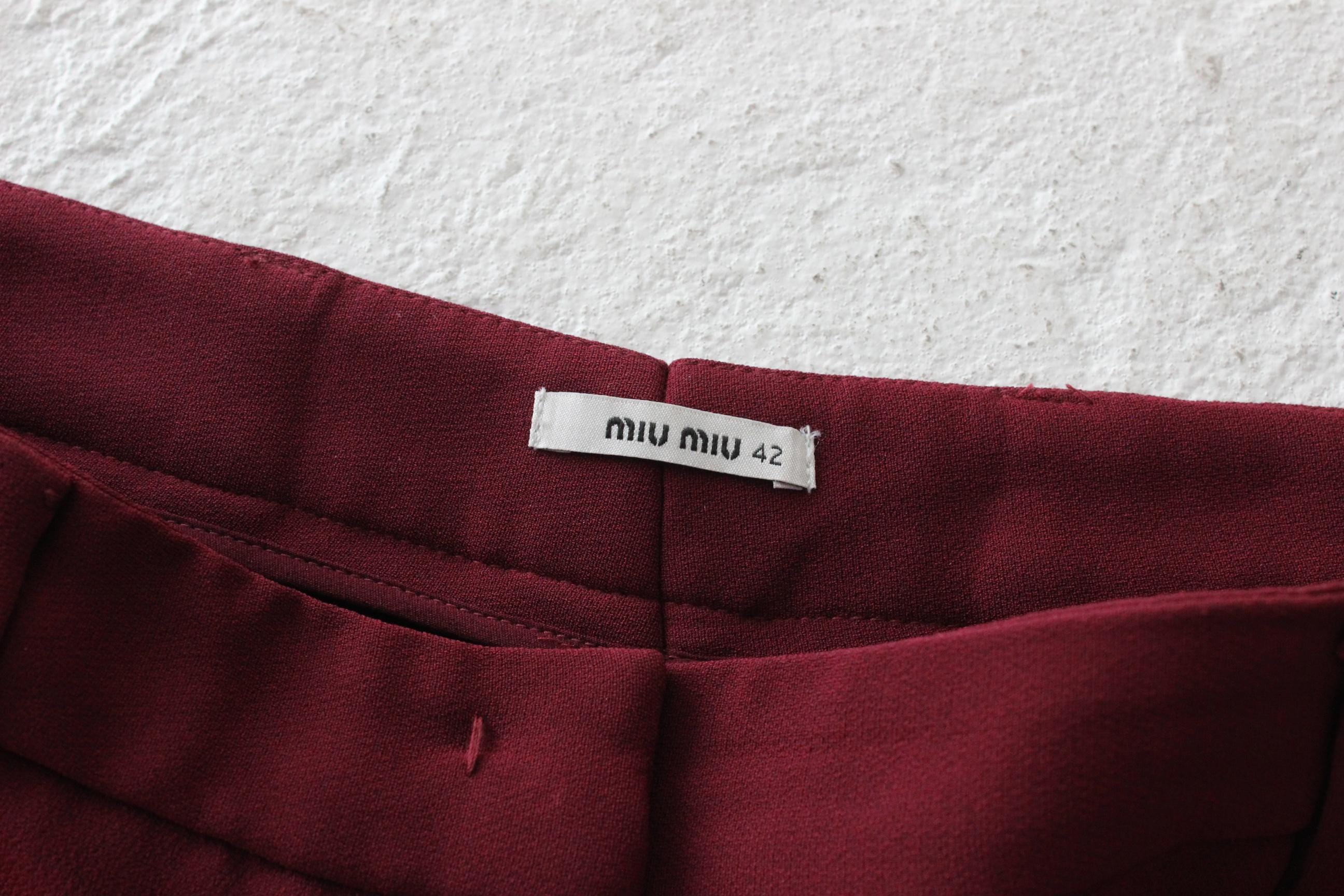 FRENCH COLLECTION 2010s Miu Miu Mulberry Trousers w/ Ankle Bows